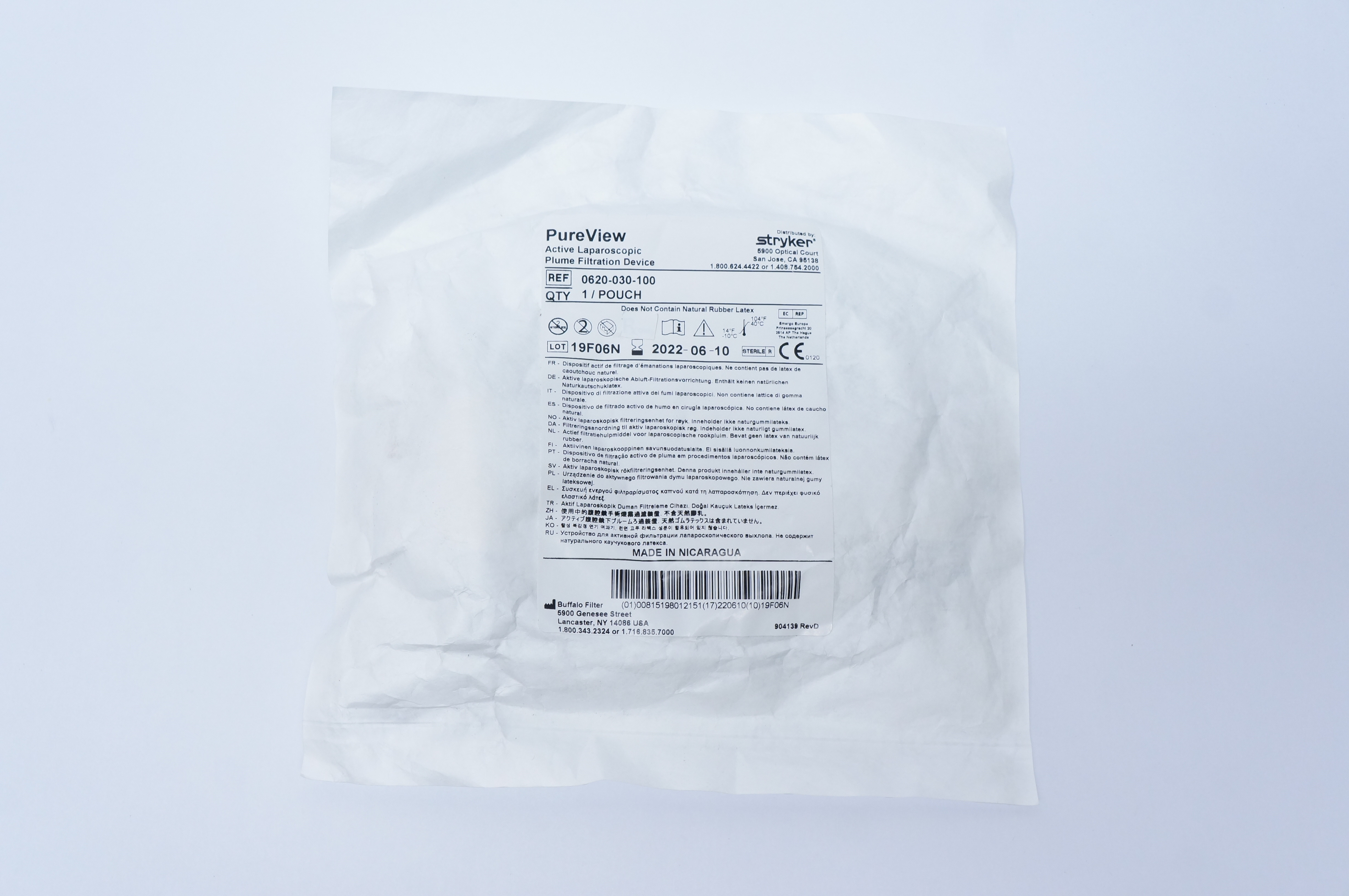 Stryker 0620-030-100 PureView Active Laparoscopic Plume Filtration Device