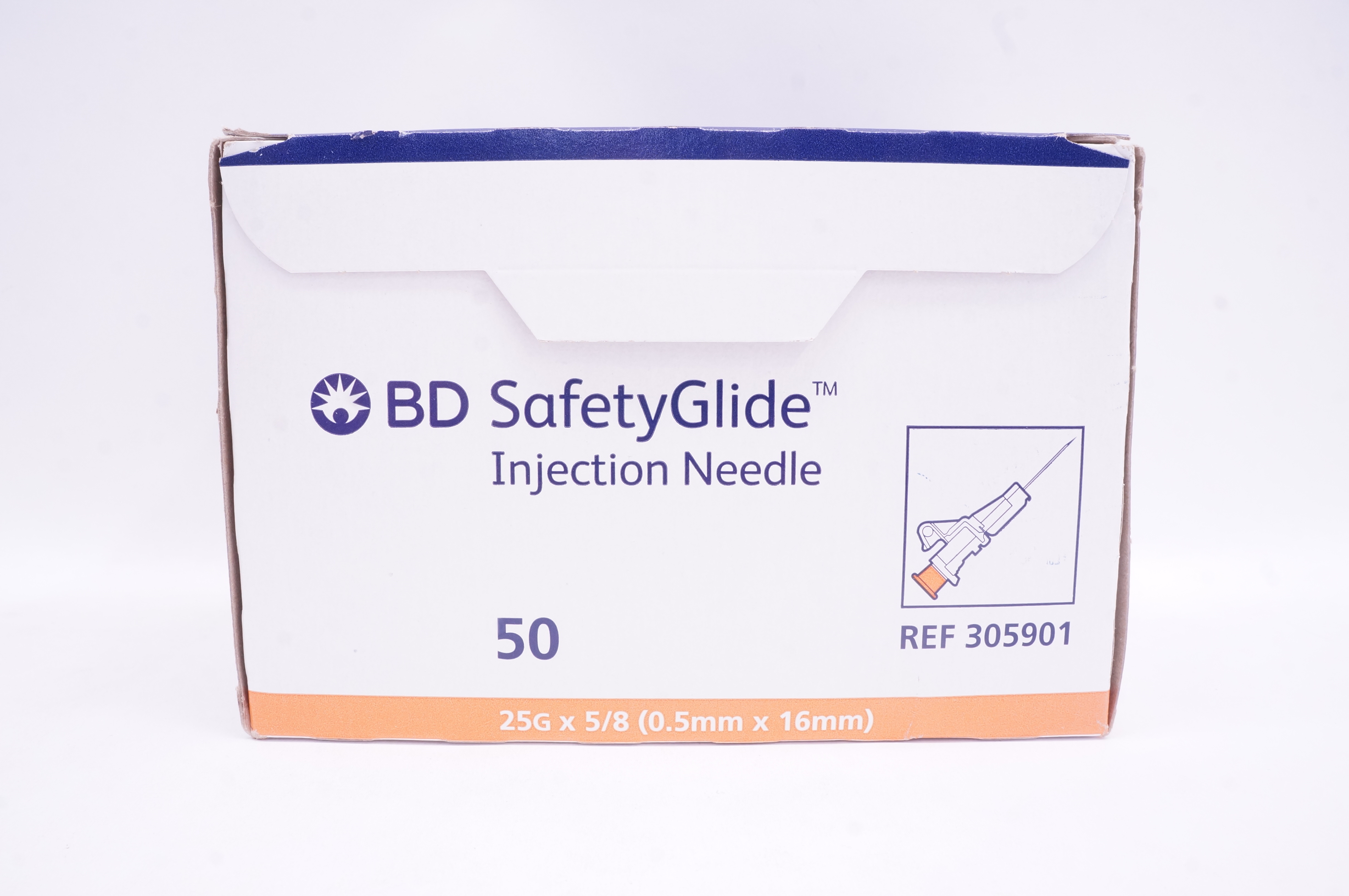 BD 305901 Safety Glide Injection Ndle 25G x 5/8 inch - Box of 50