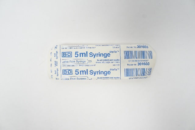 BD 301603 Syringe 5ml, Slip Tip Latex Free