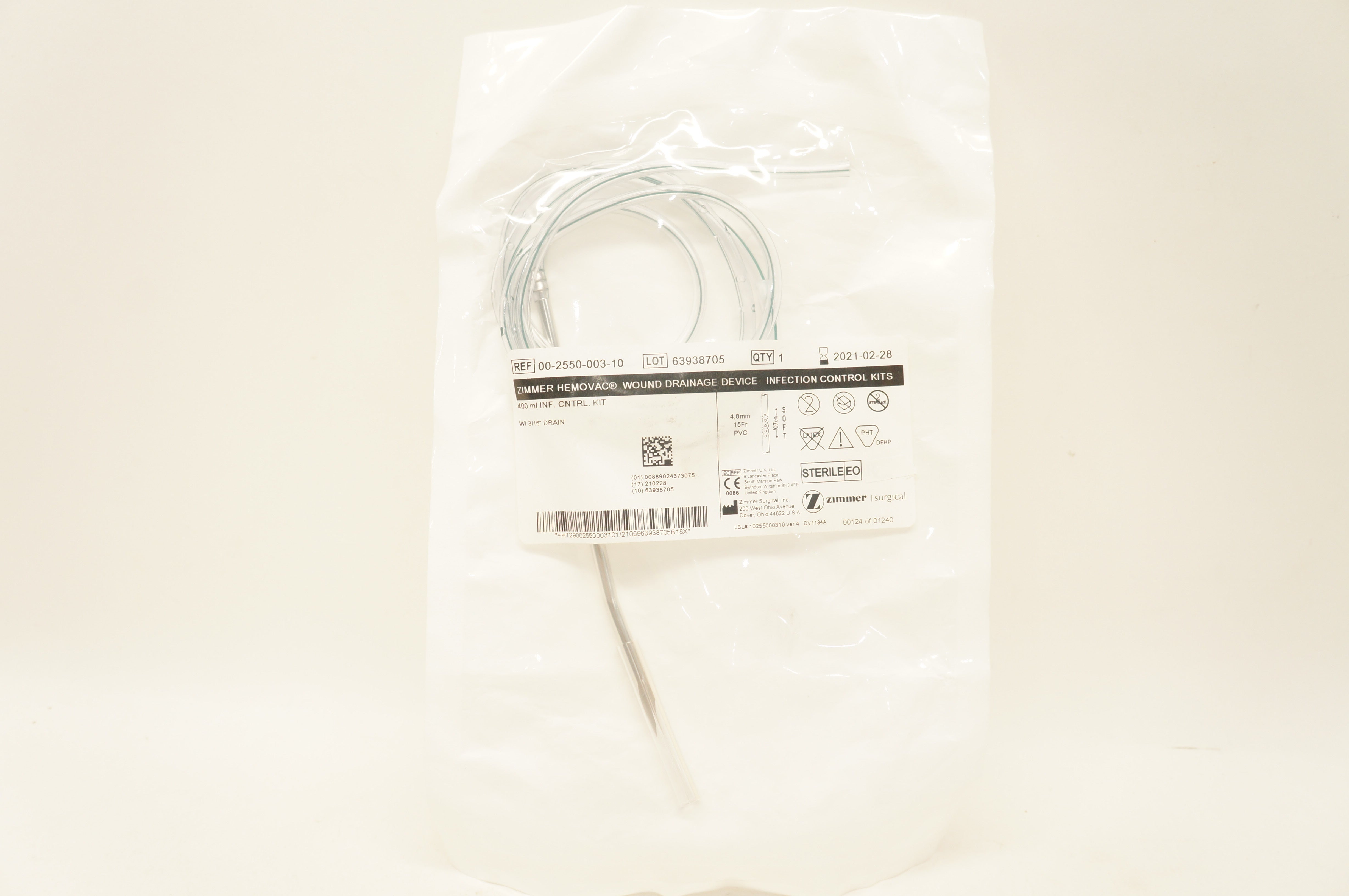 Zimmer 00-2550-003-10 Hemovac Wound Drainage Device Infection Control Kits (x)