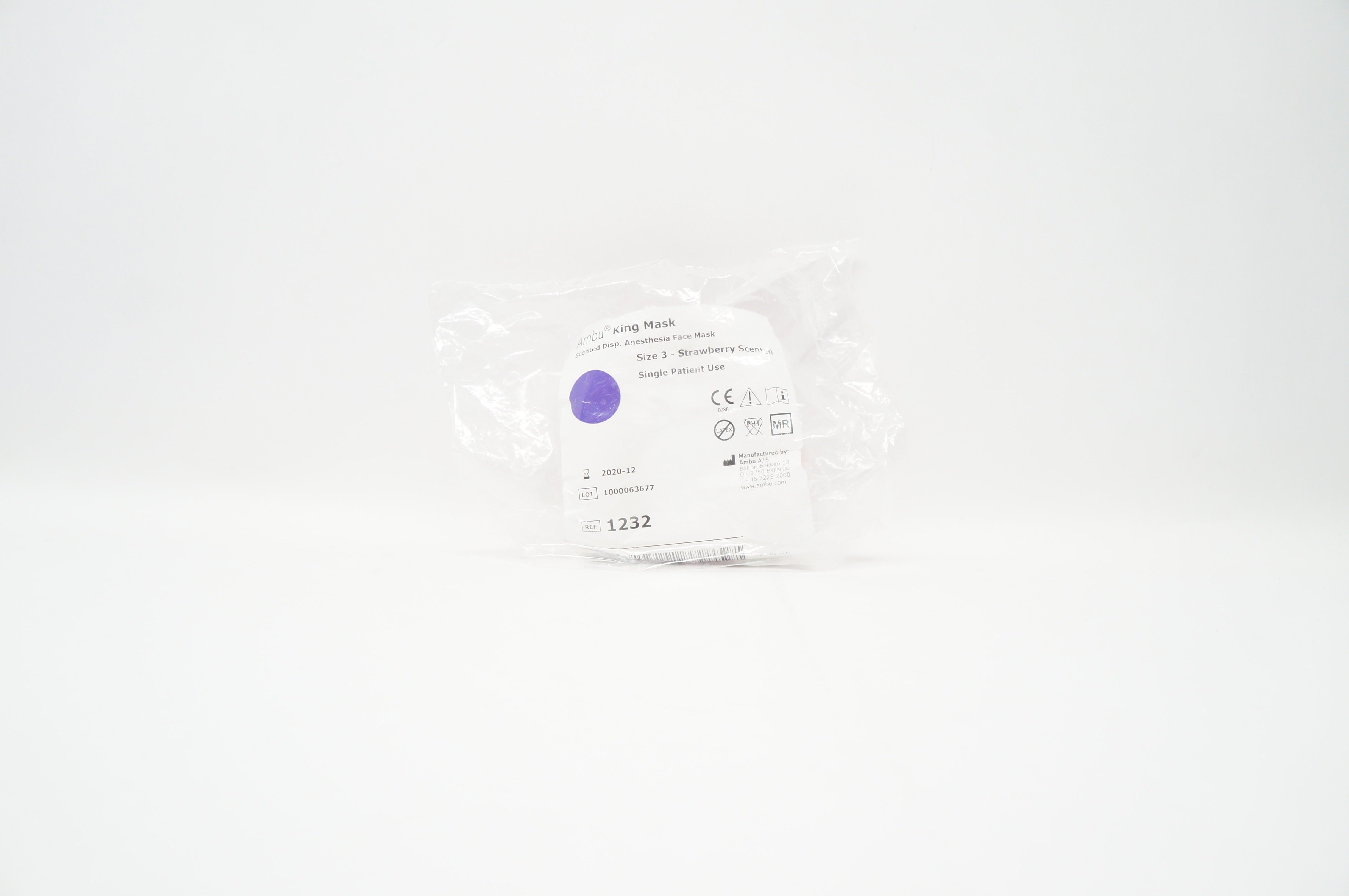 Ambu 1232 King Mask Strawberry Scented Disp. Anesthesia Mask, Size 3