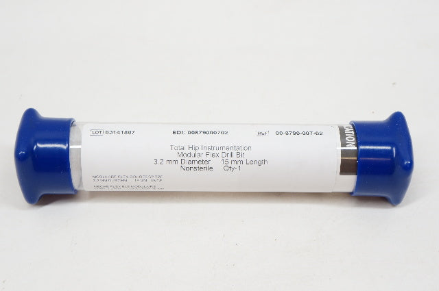 Zimmer 00-8790-007-02 Total Hip Instrumentation, Flex Drill Bit, 3.2mmx15mm