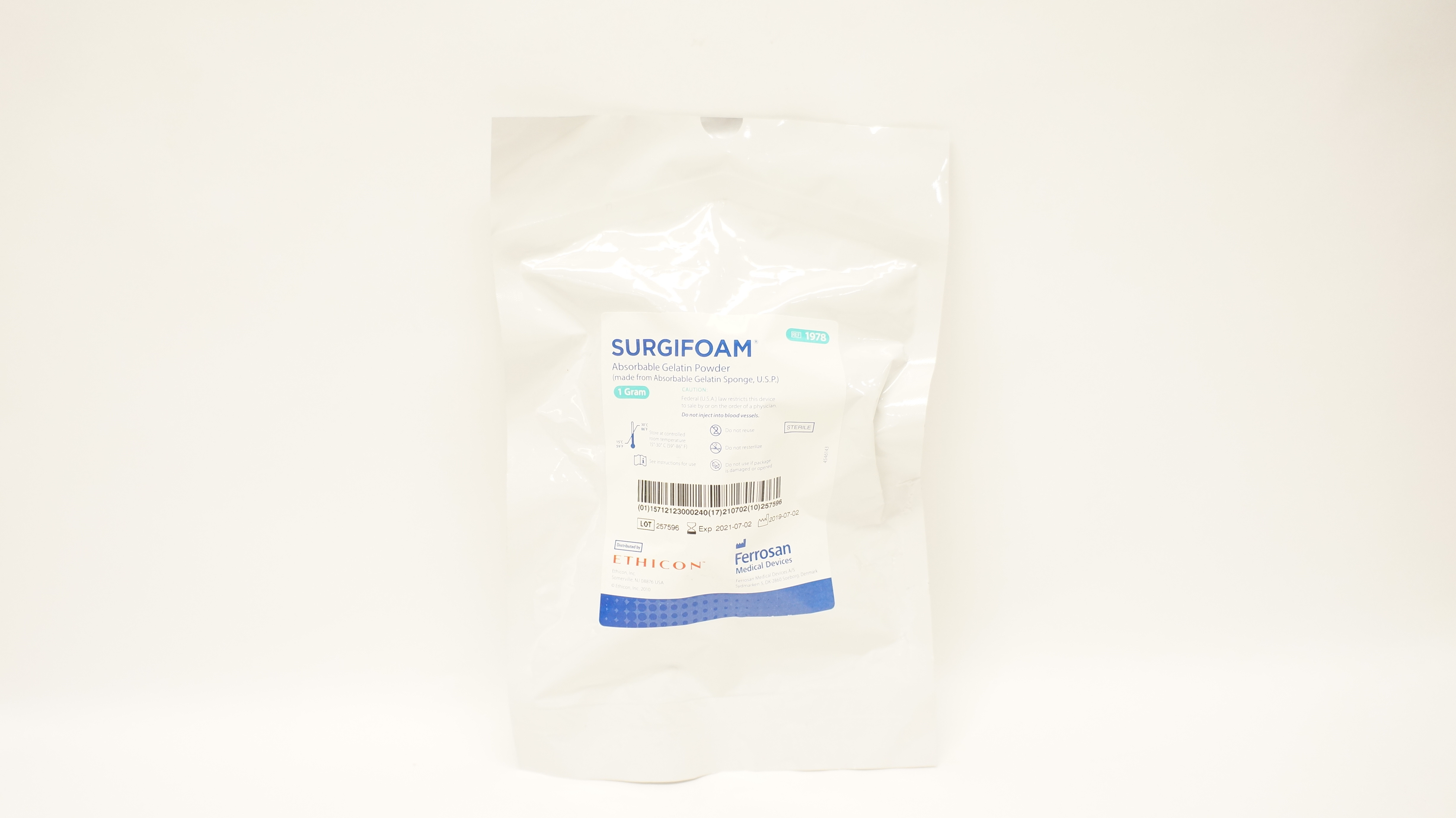 Ethicon 1978 Ferrosan Surgifoam Absorbable Gelatin Powder 1 Gram (x)