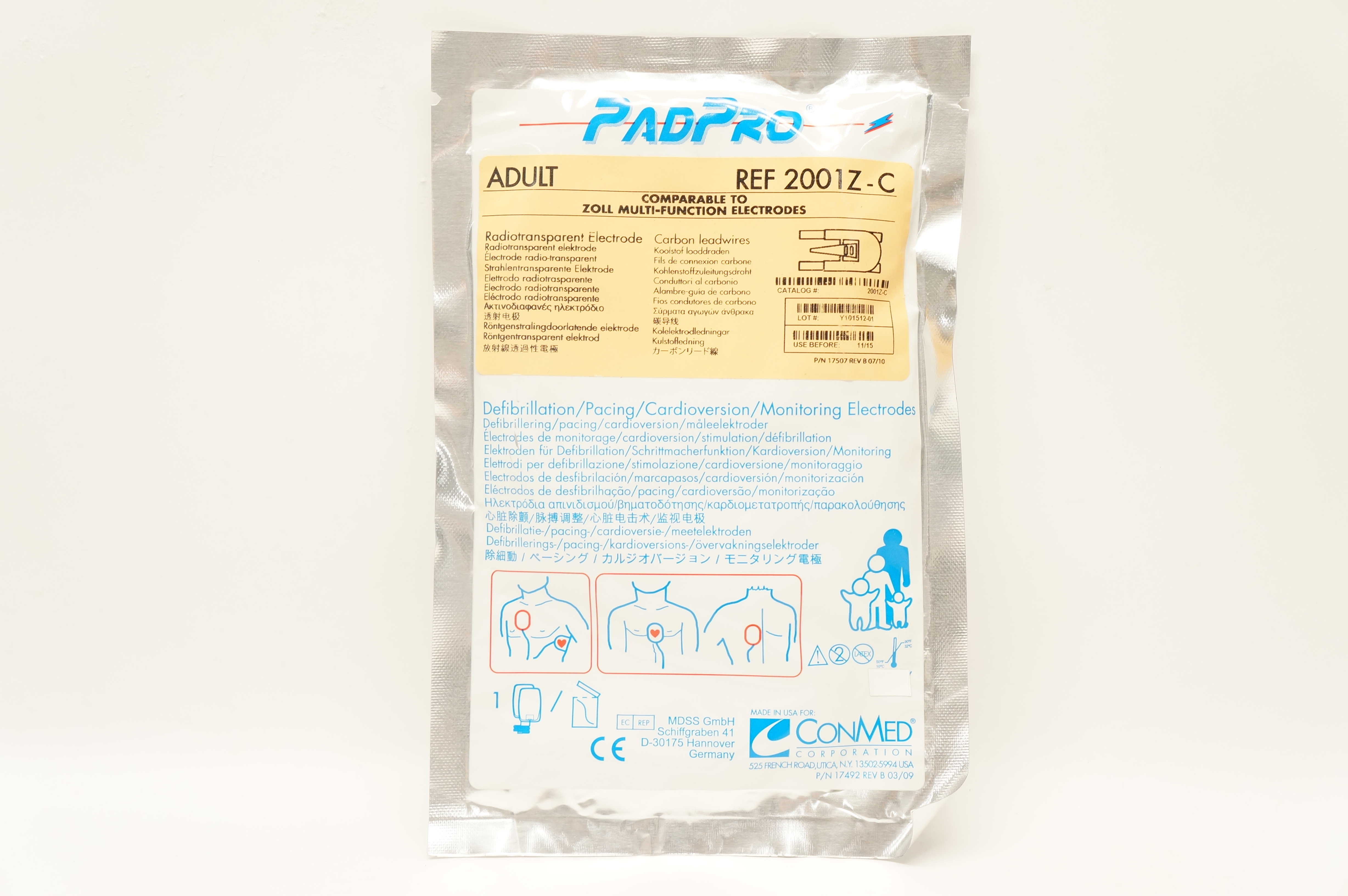 ConMed 2001Z-C PadPro Radiotransparent Electrode Adult (x)