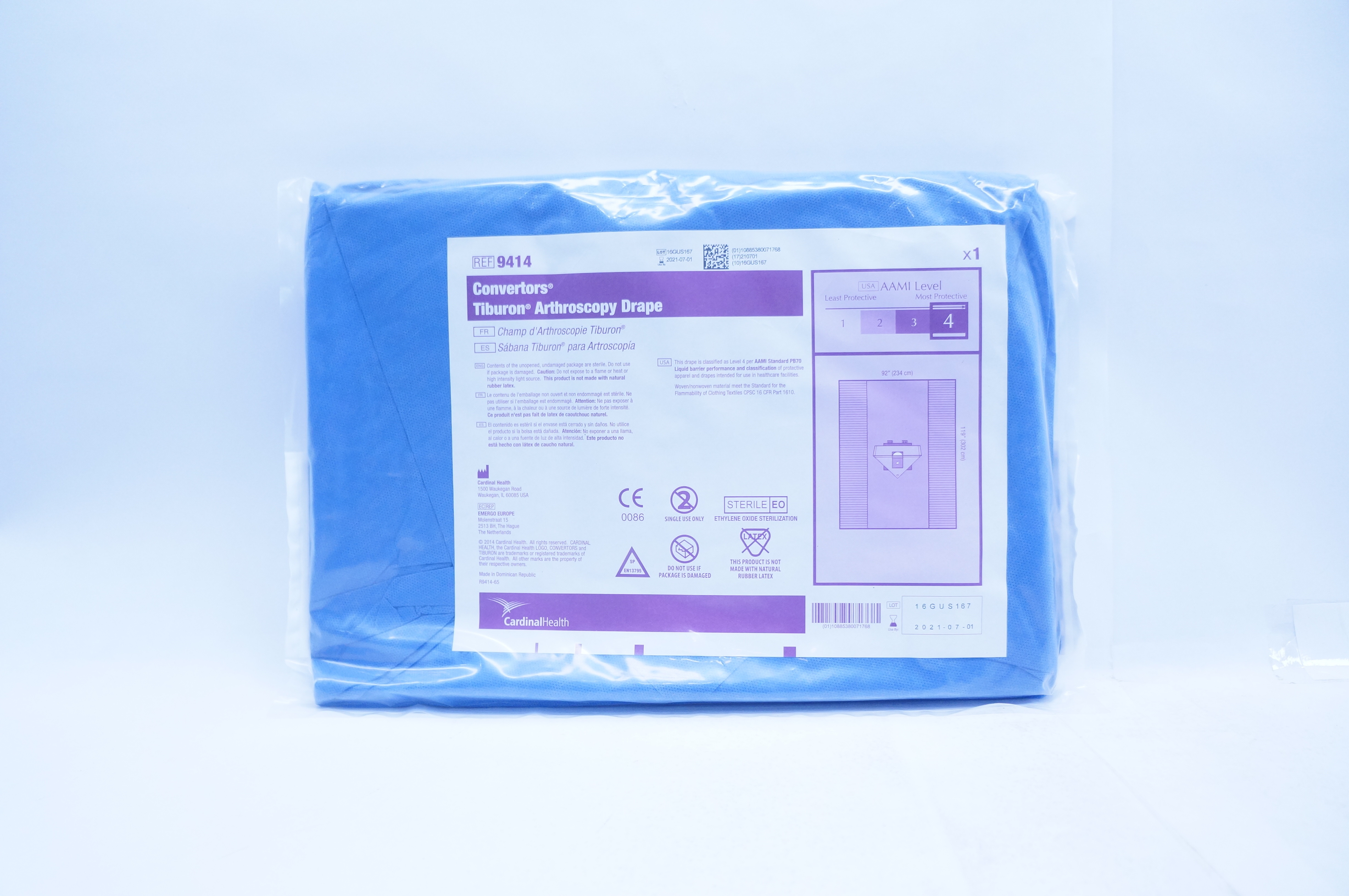 Cardinal Health 9414  Convertors Tiburon Arthroscopy Drape Level 4, 92 x 119in