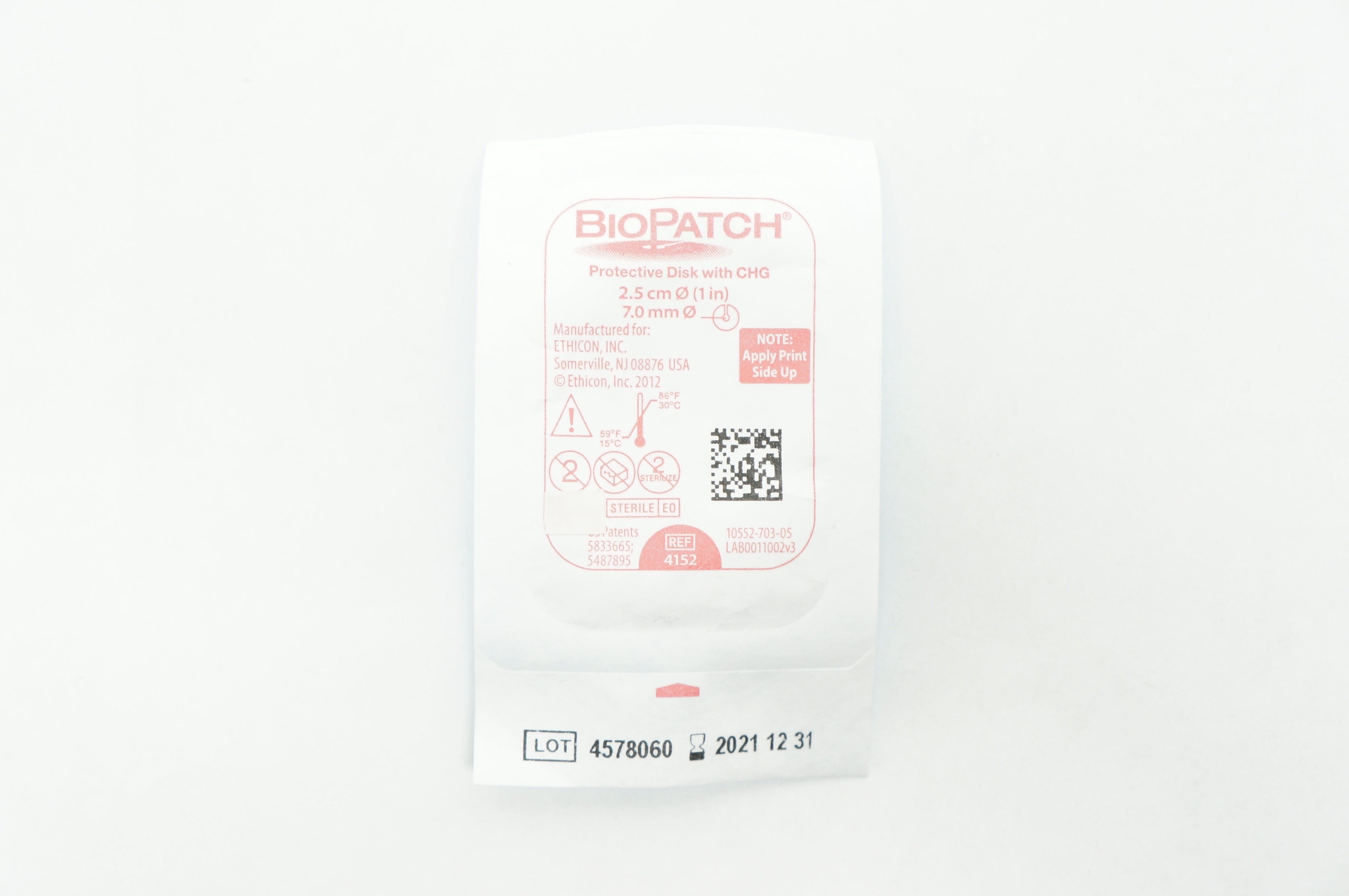 Ehicon 4152 BioPatch Protective Disk with CHG, diameter 1incn