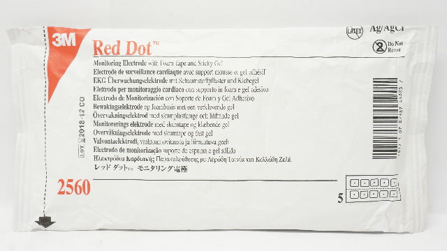 3M 2560 Red dot Monitoring Electrode w/Foam Tape Sticky Gel - Pack of 50 (x)