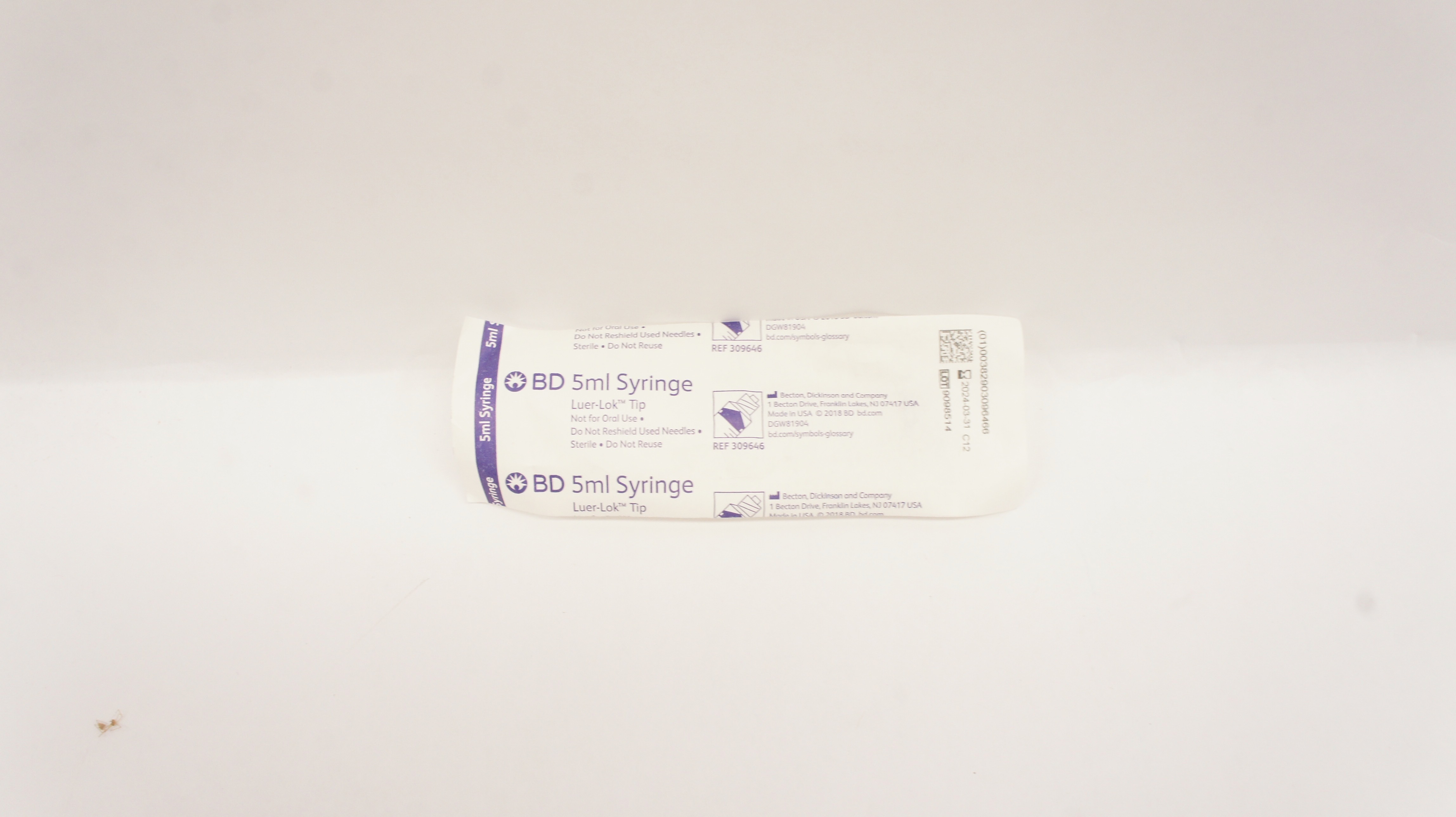 BD 309646 Syringe Luer Lok Tip 5 mL