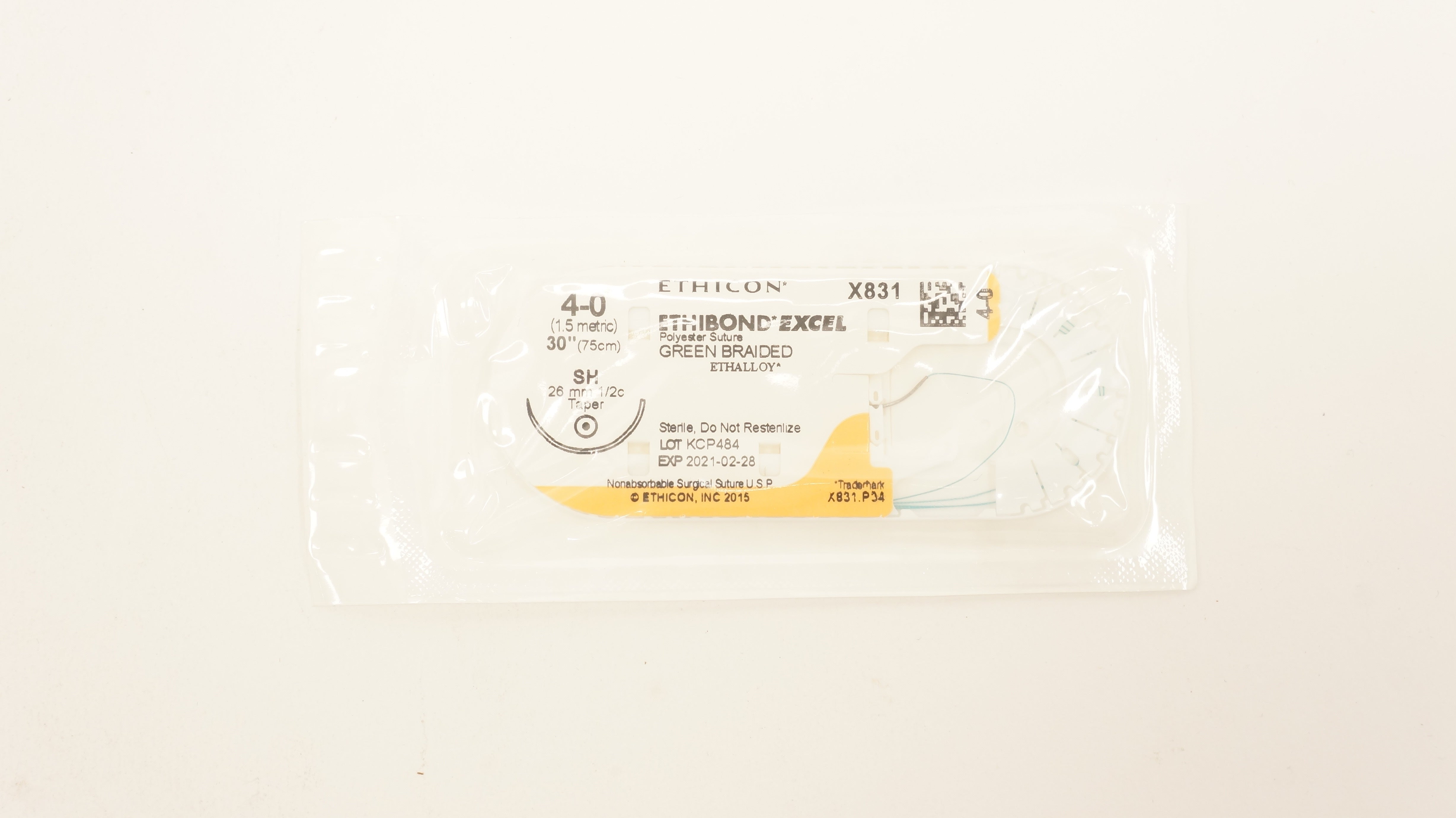 Ethicon X831 4-0 ETHIBOND EXCEL SH 26mm 1/2c Taperpoint 30inch (x)