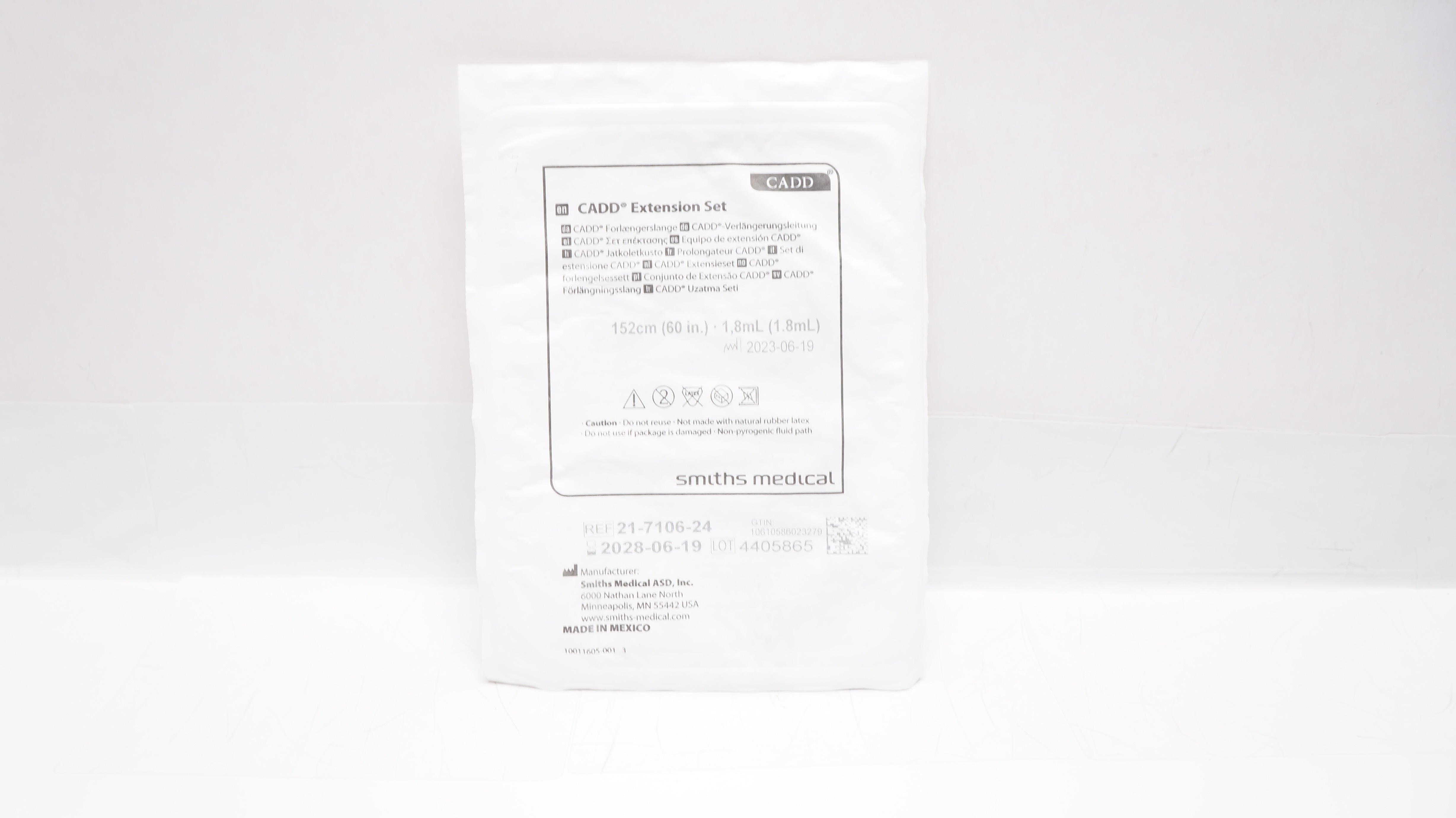 Smiths Medical 21-7106-24 CADD Extension Set 60 inch x 1.8 mL