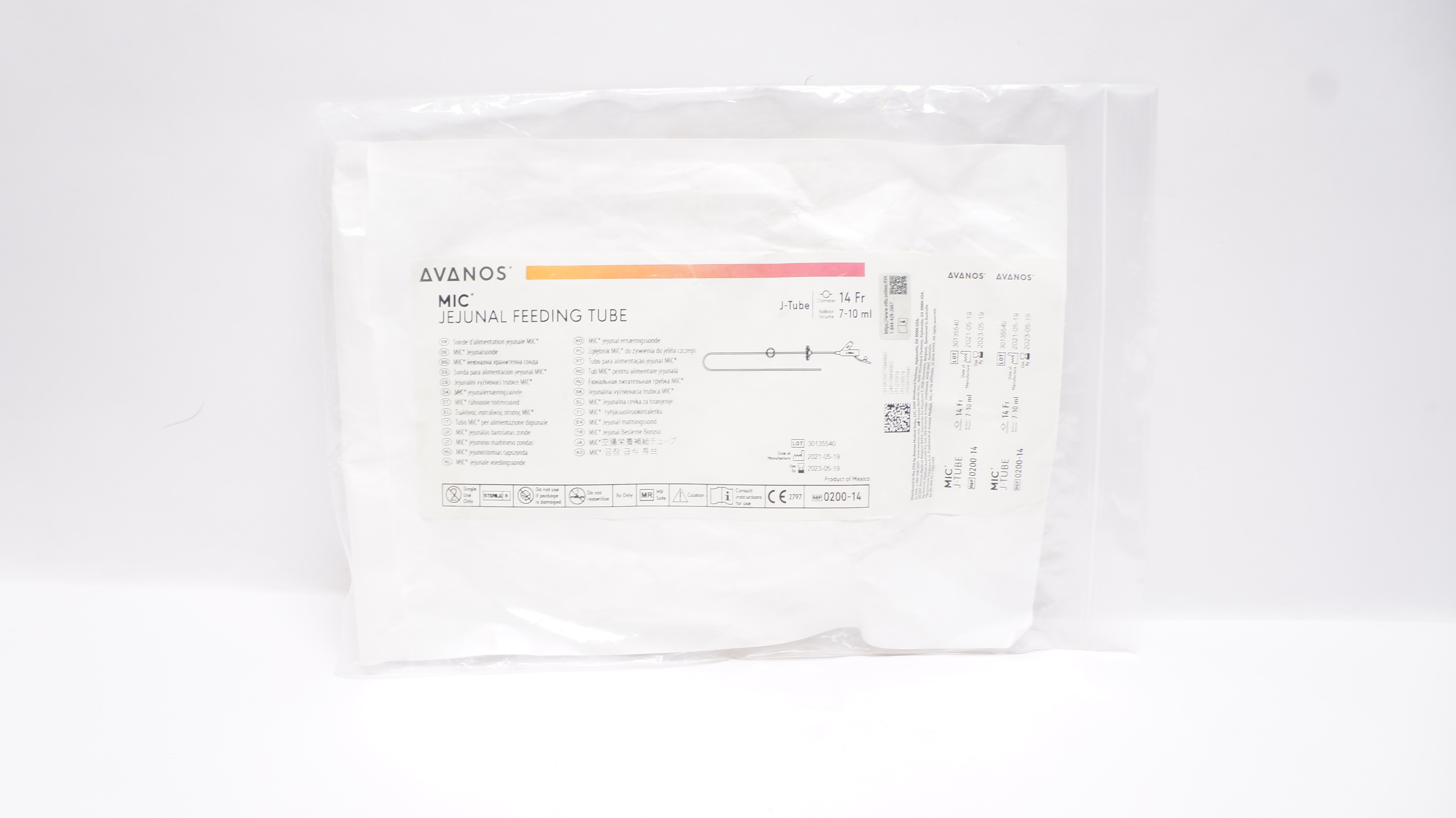 Avanos 0200-14 MIC Jejunal Feeding G-Tube 14Fr, 7-10mL (x)