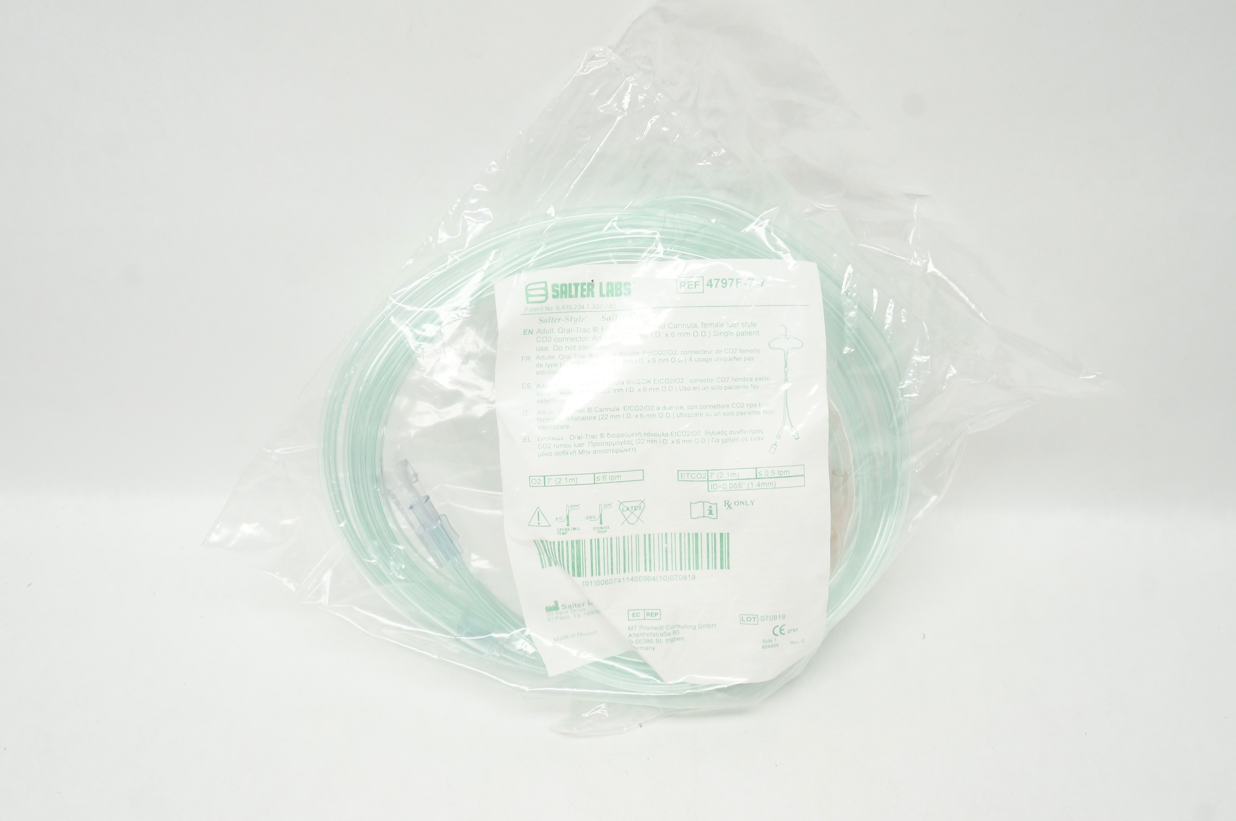 Salter Labs 4797F-7-7 Adult, Oral-Trac EtCO2/O2 Divided Cannula