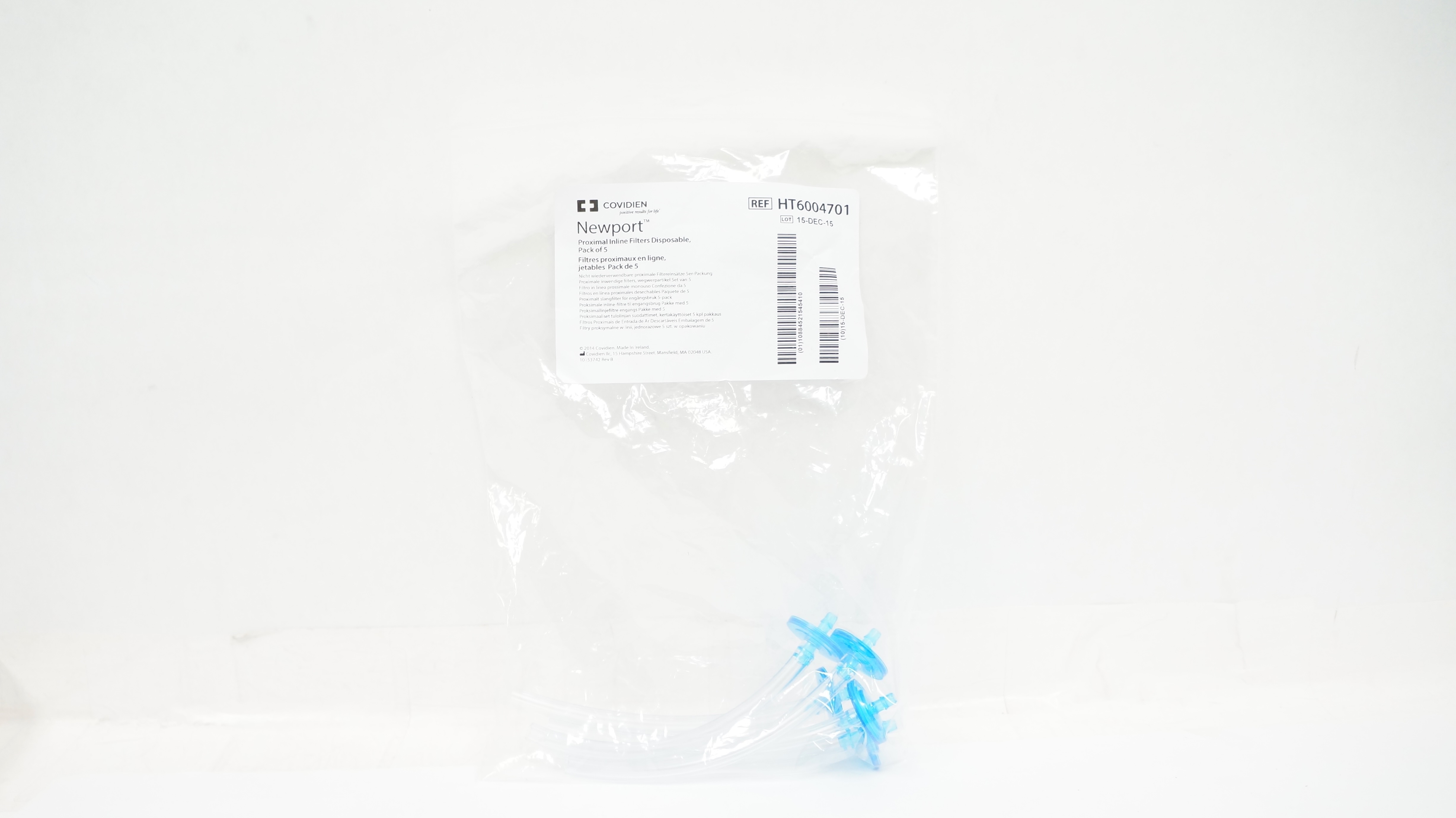 Covidien HT6004701 Newport Proximal Inline Filters Disposable - Pack of 5