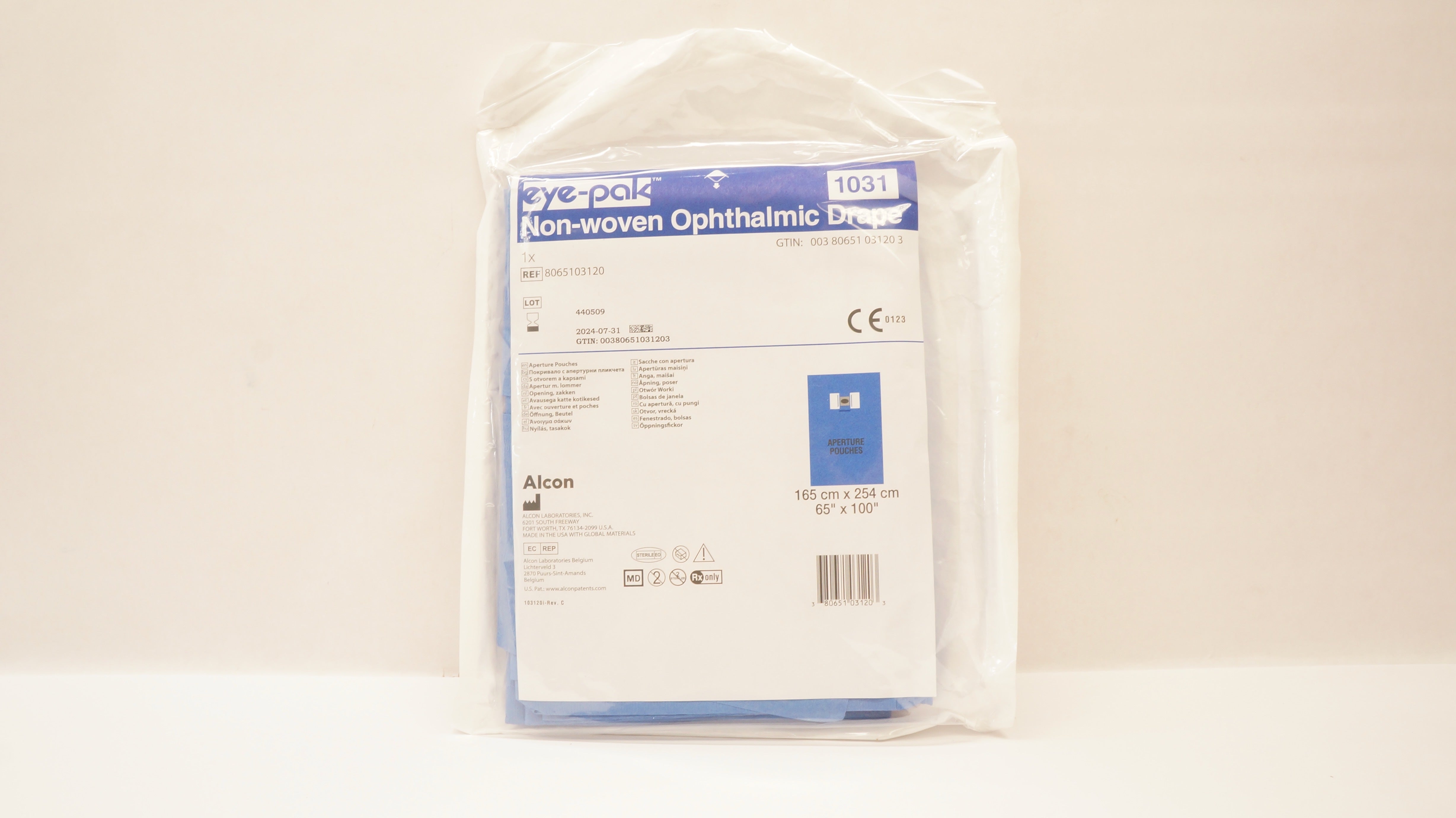 Alcon 8065103120 Eye-Pak Non-Woven Ophthalmic Drape 65inch x 100inch