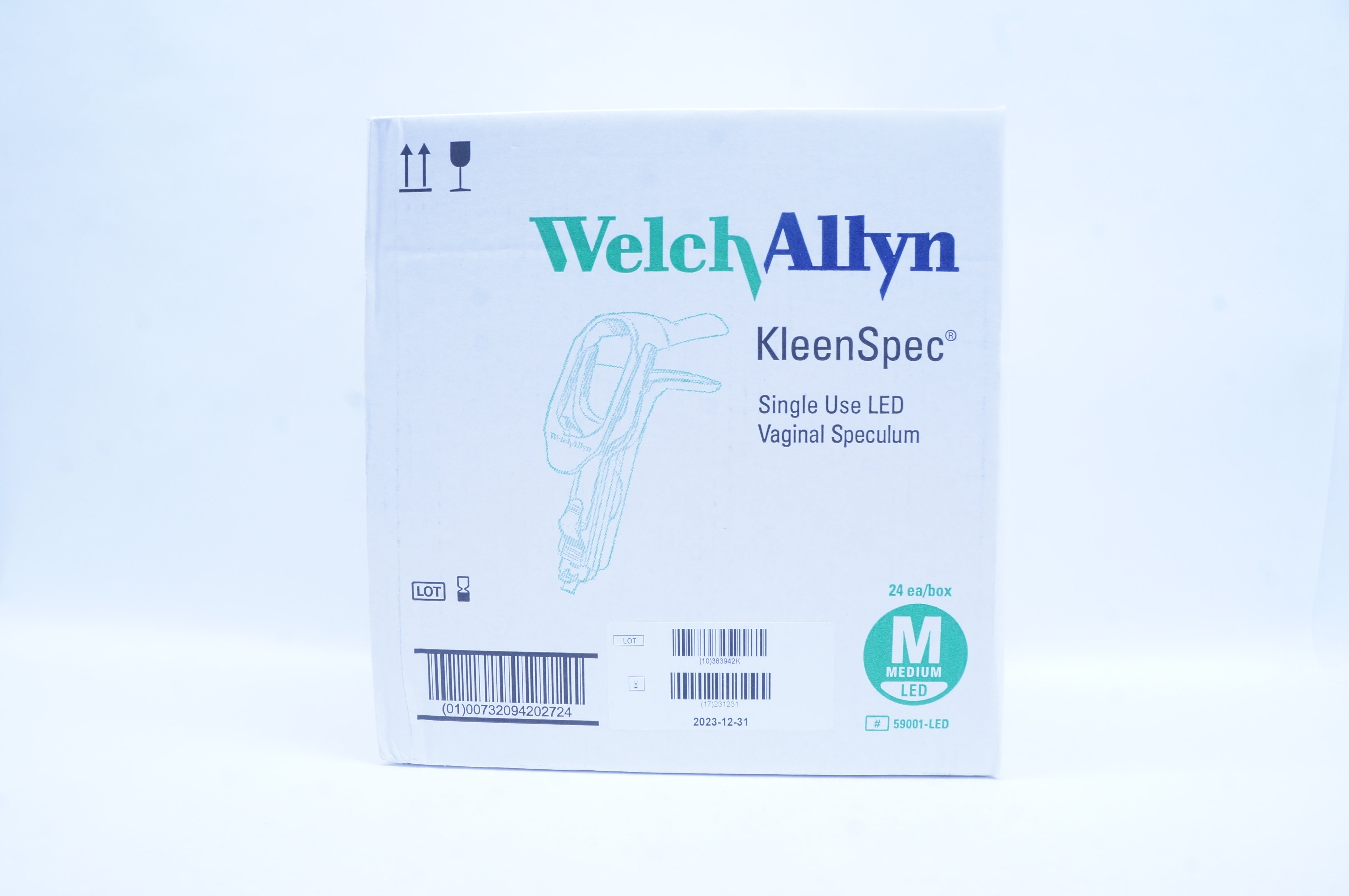 WelchAllyn 59001-LED KleenSpec LED Vaginal Speculum, Medium - Box of 24