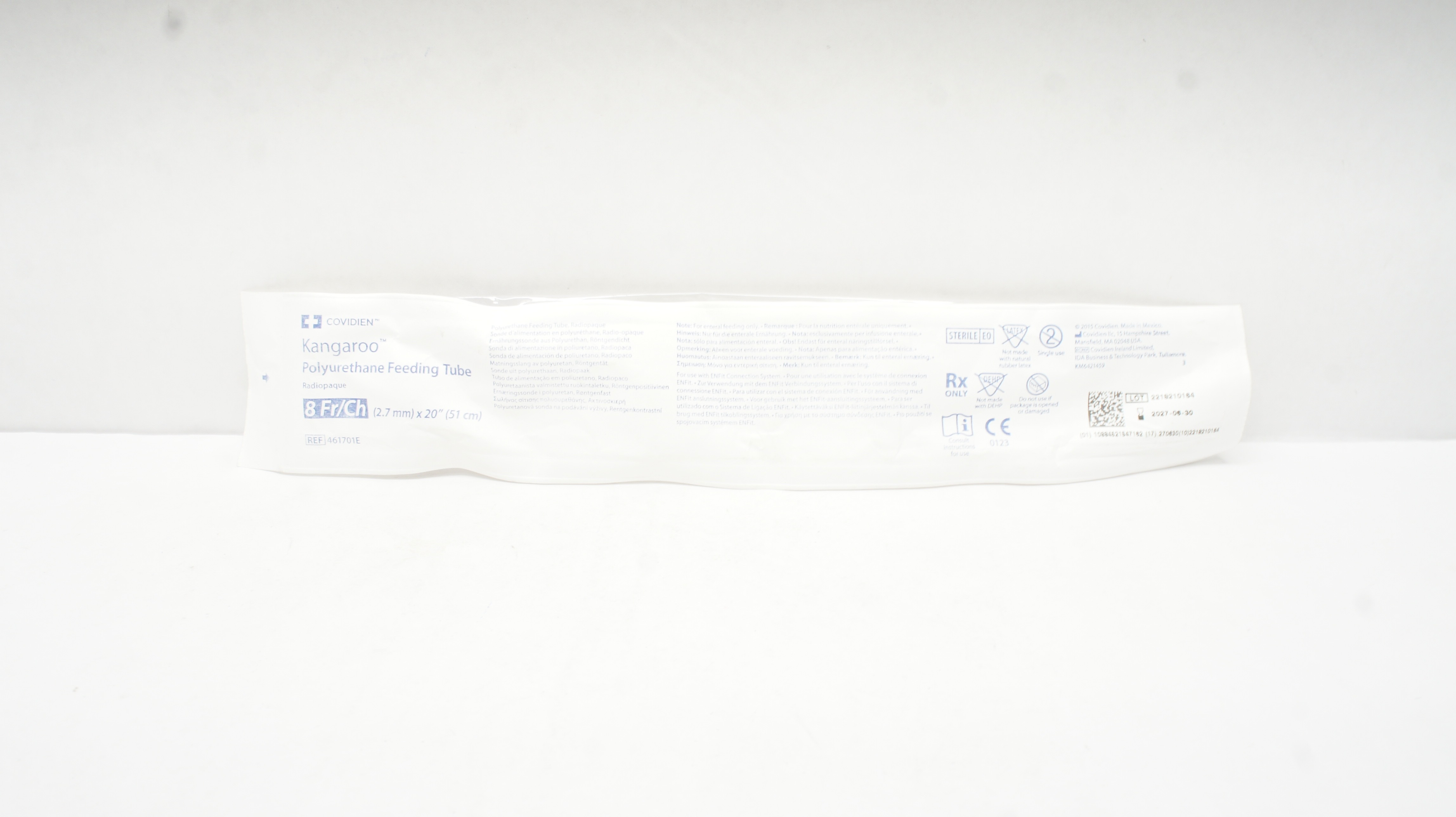 Covidien 461701E Kangaroo Polyurethane Feeding Tube 8Fr/Ch x 20inch
