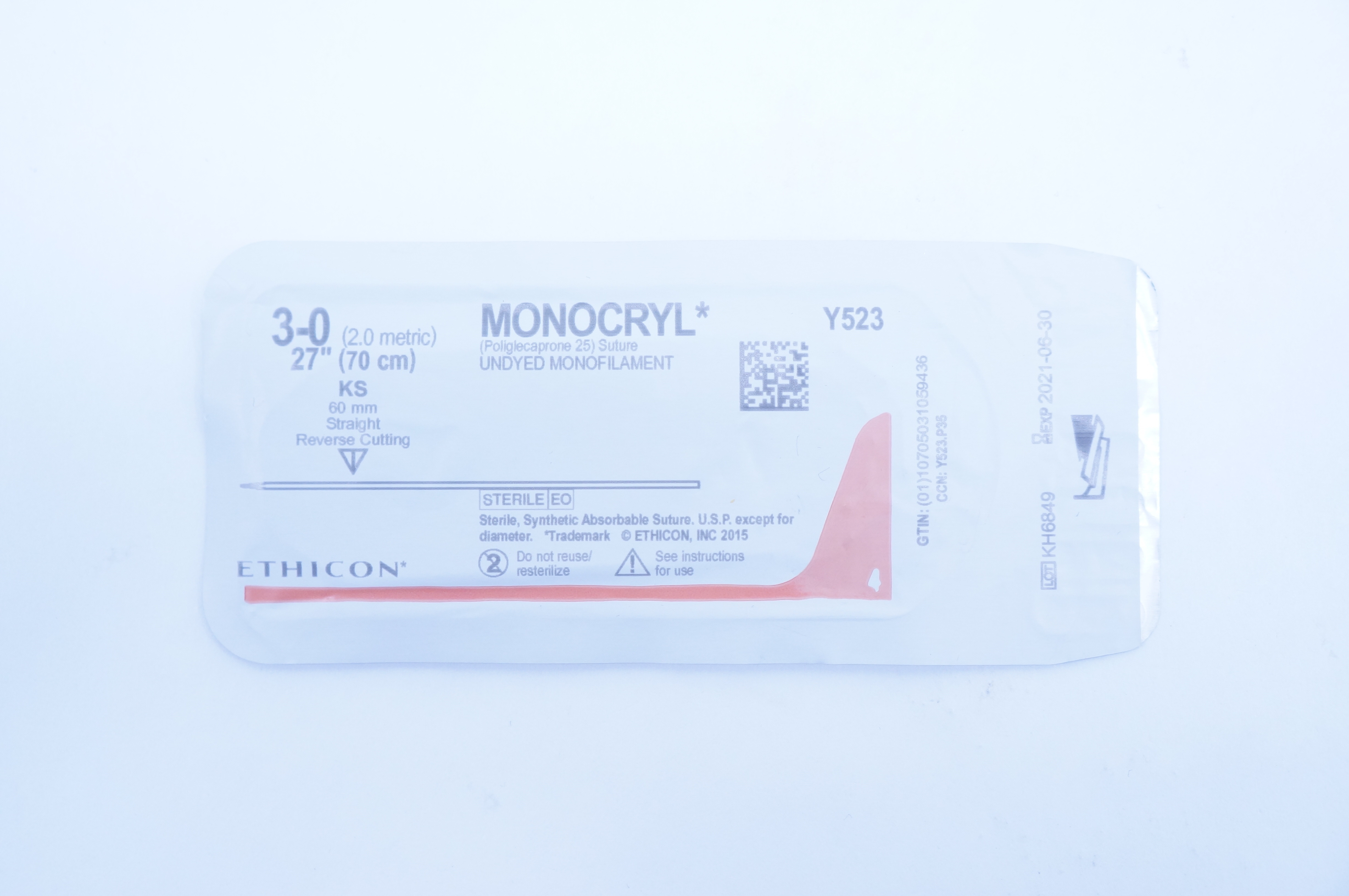 Ethicon Y523 3-0 MONOCRYL, KS 60mm Straight, 27inch (x)