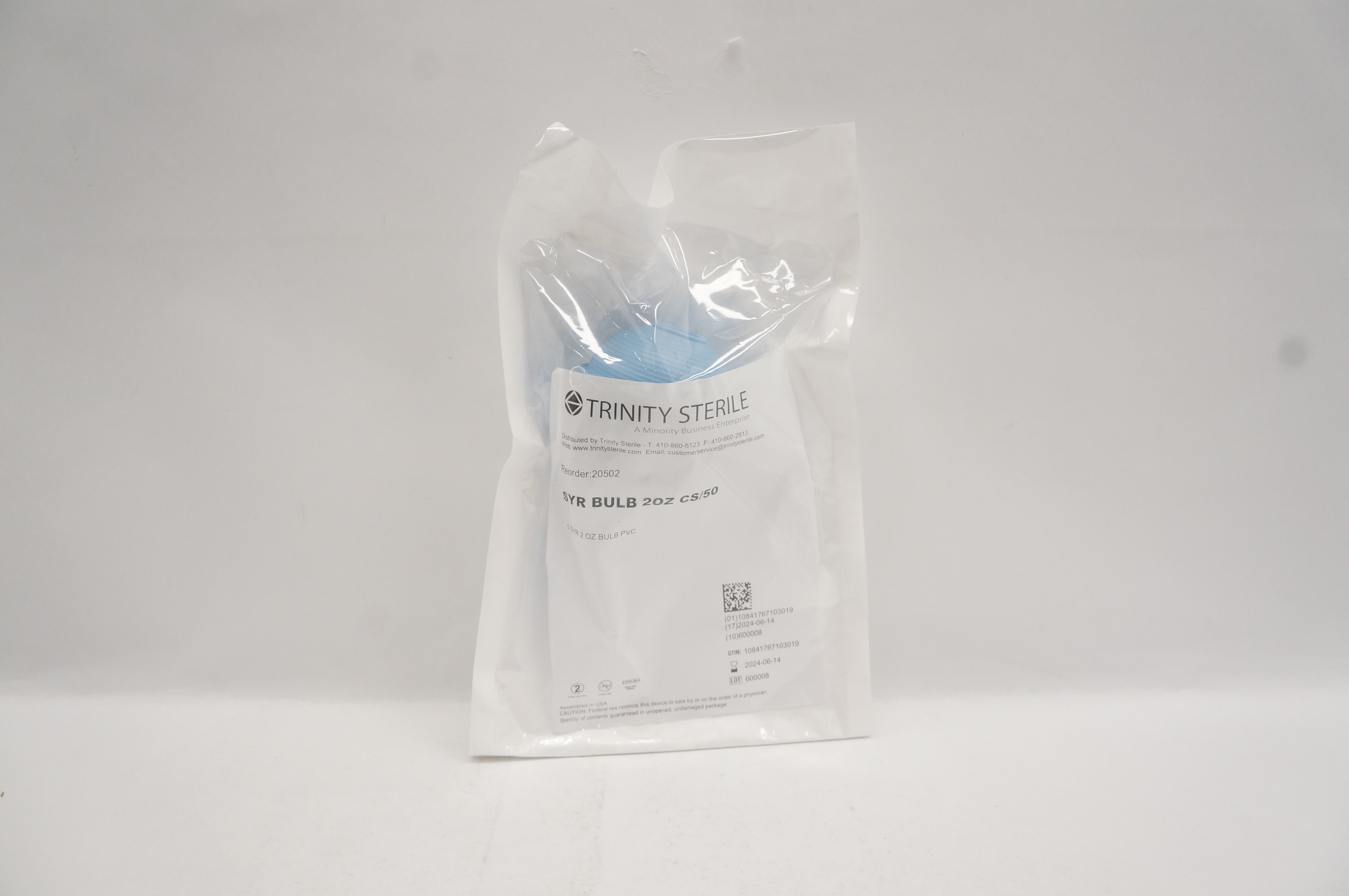 Trinity Sterile 20502 A Minority Busines Enterprise 1 SYR  2 oz BULB PVC