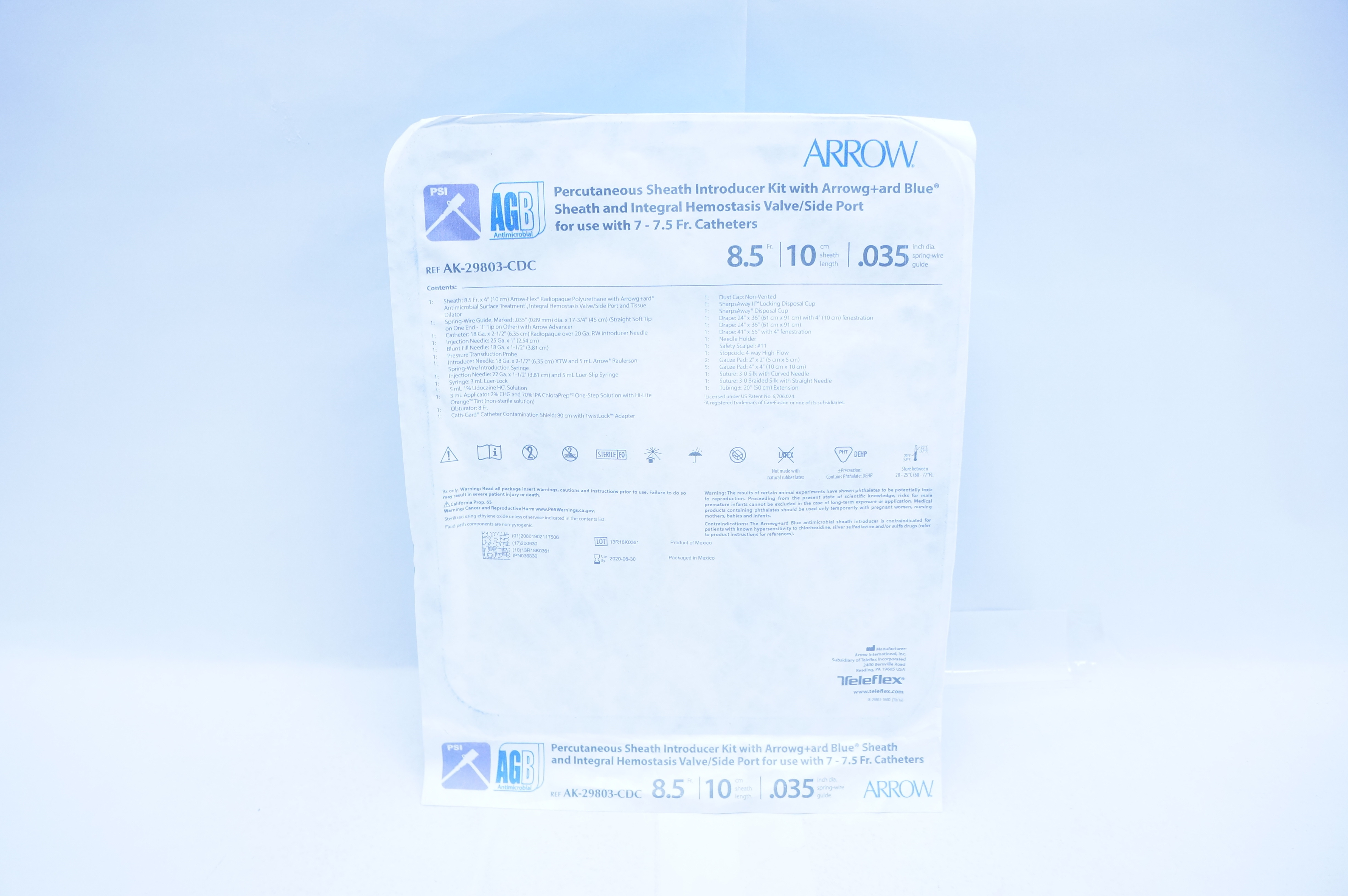 Arrow AK-29803-CDC Arrowgard Blue PSI Kit 8.5Fr. x 10cm x 0.35 inch (x)