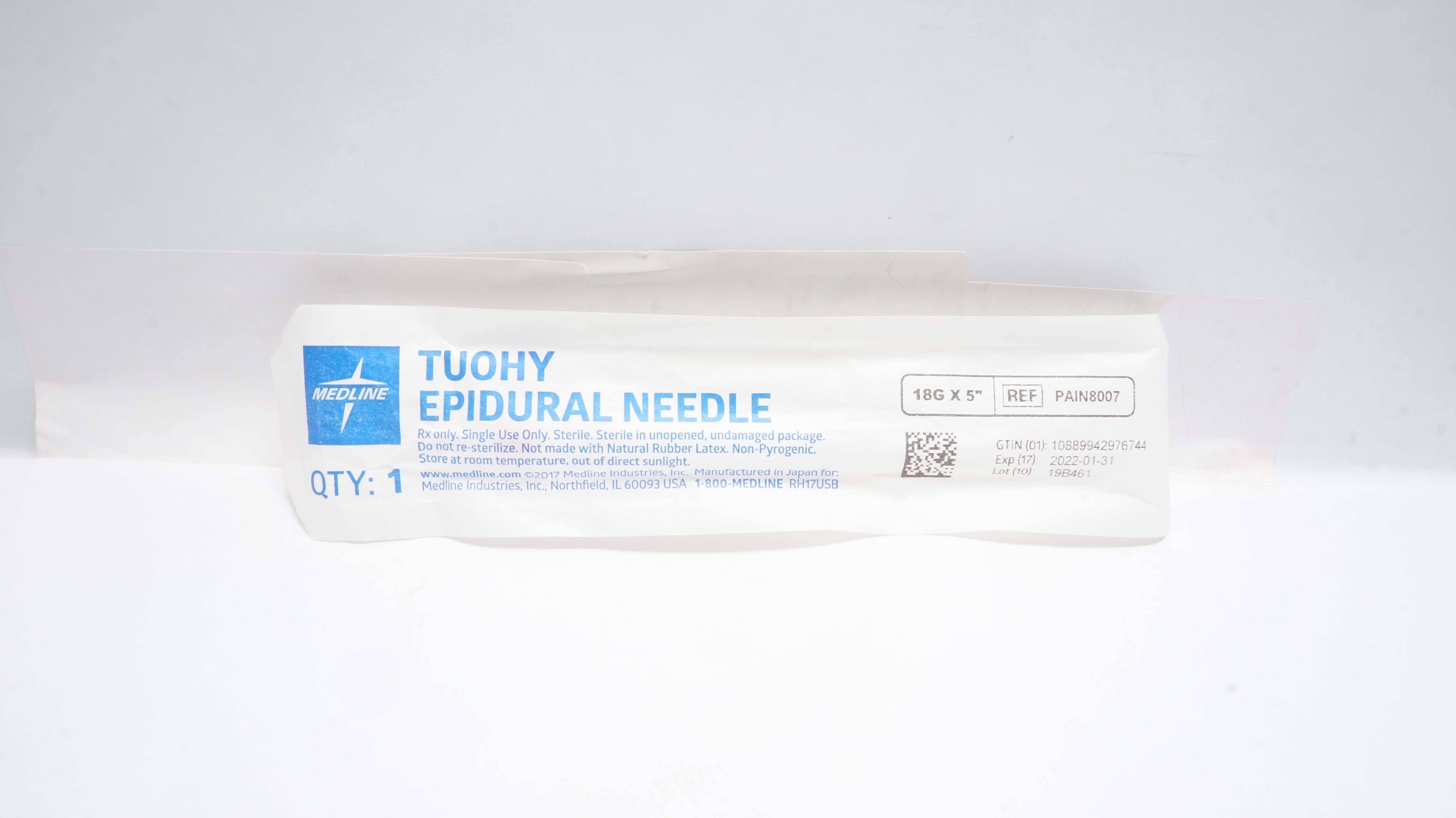 Medline PAIN8007 Tuohy Epidural Ndle 18G x 5inch (x)