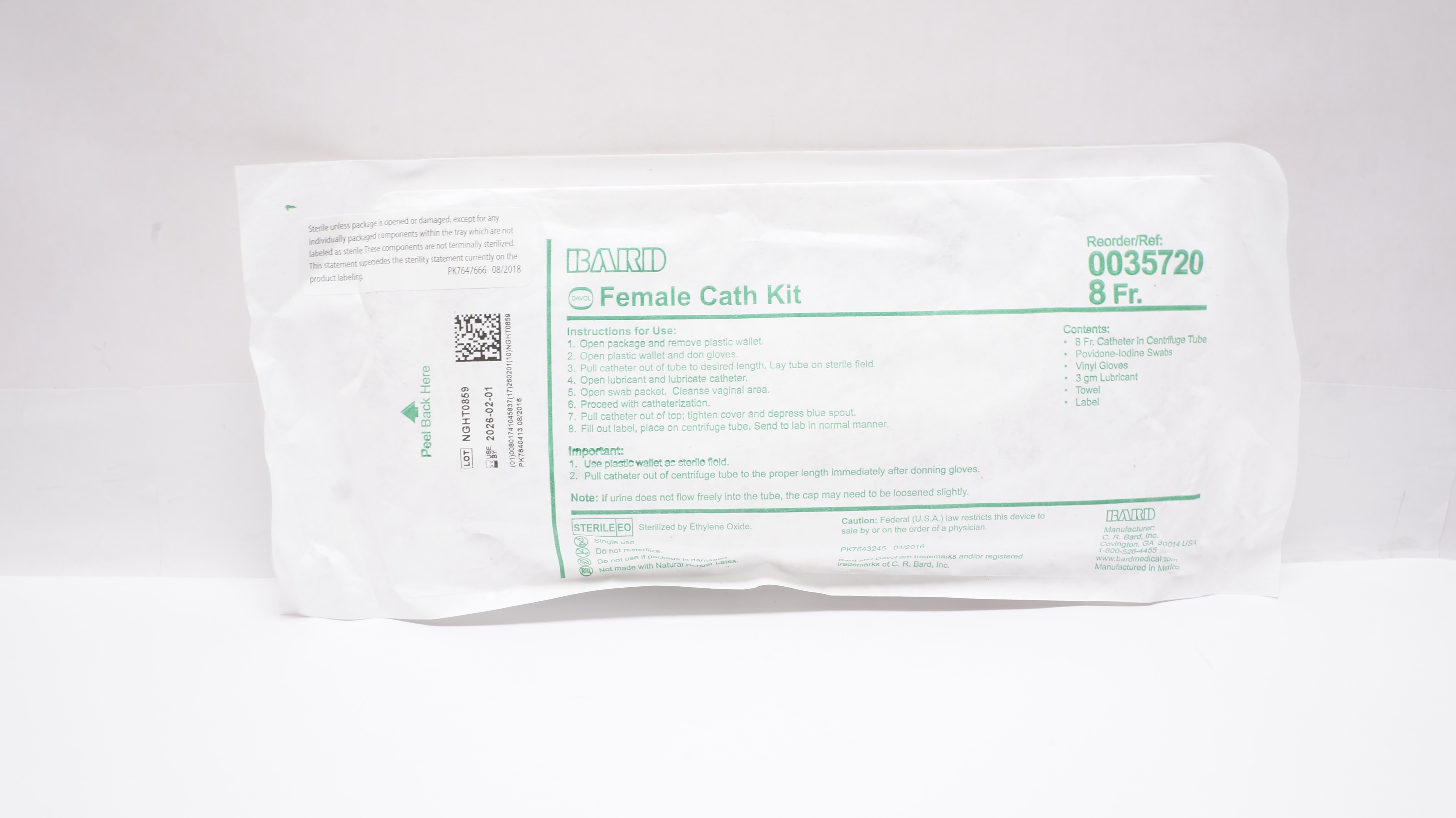 Bard 0035720 Female Cath. Kit 8Fr.