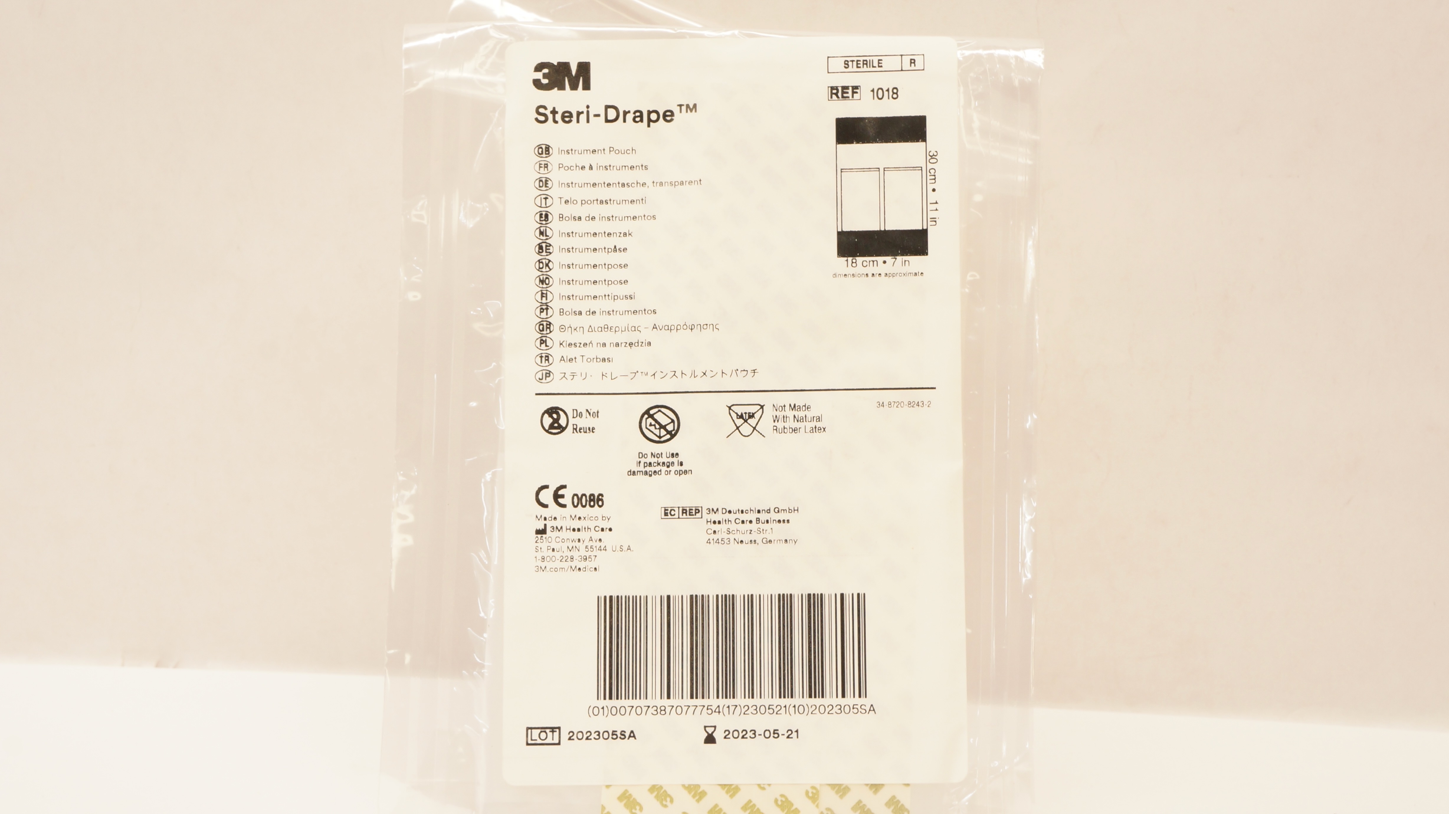3M 1018 Steri-Drape Instrument Pouch 7inch x 11inch