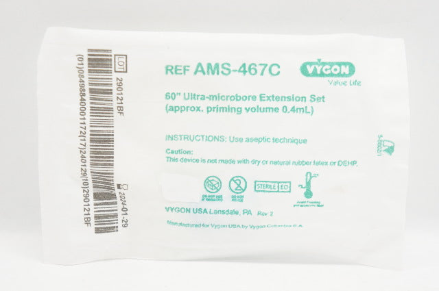 Vygon AMS-467C Ultra-Microbore Extension Ser 60inch Priming Volume 0.5mL(approx)