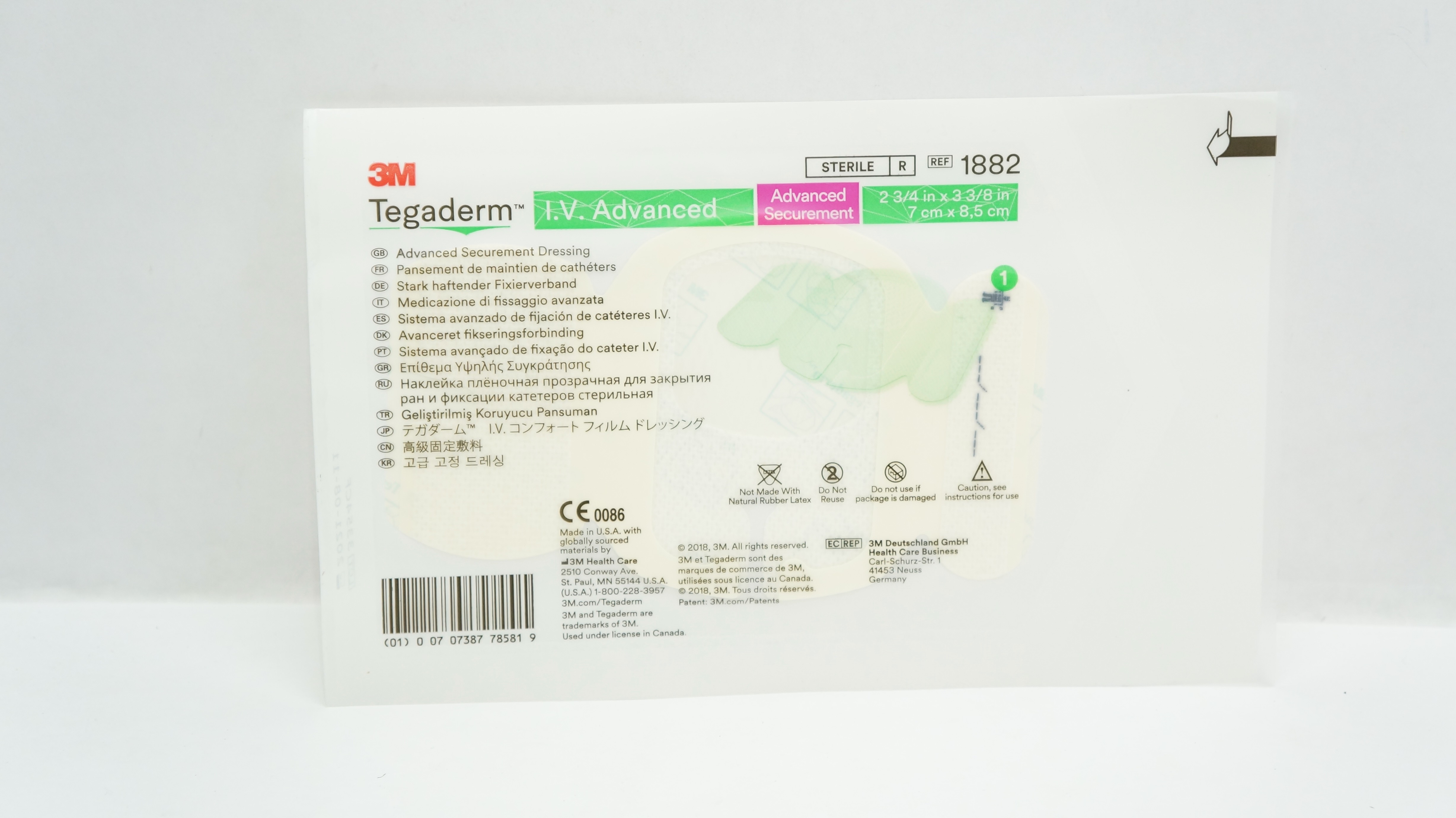 3M 1882 Tegaderm IV Advanced Securement Dressing, 2-3/4 inch x 3-3/8 inch (x)