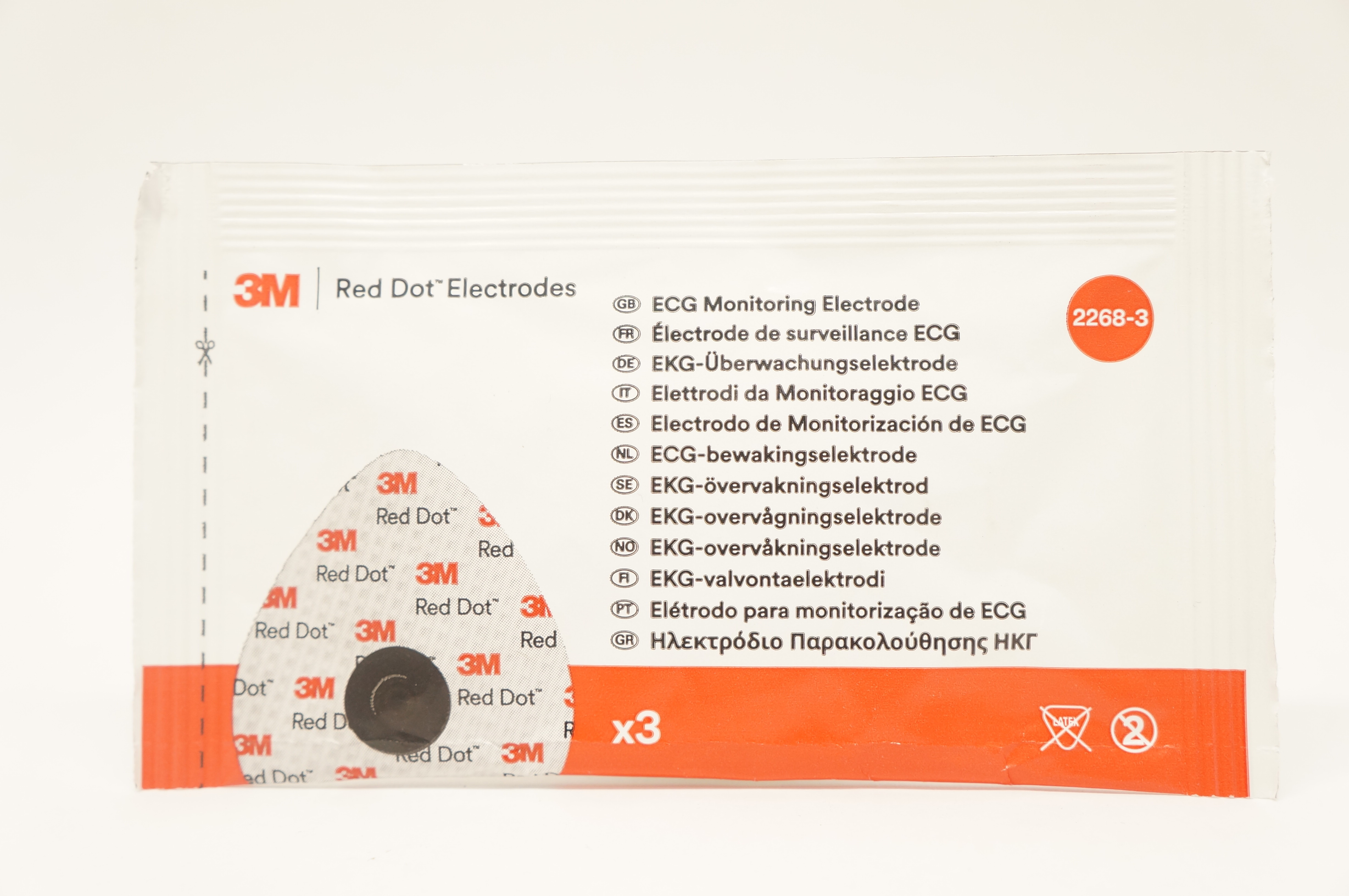 3M 2268-3 Red Dot ECG Monitoring Electrode (x) - Pack of 3