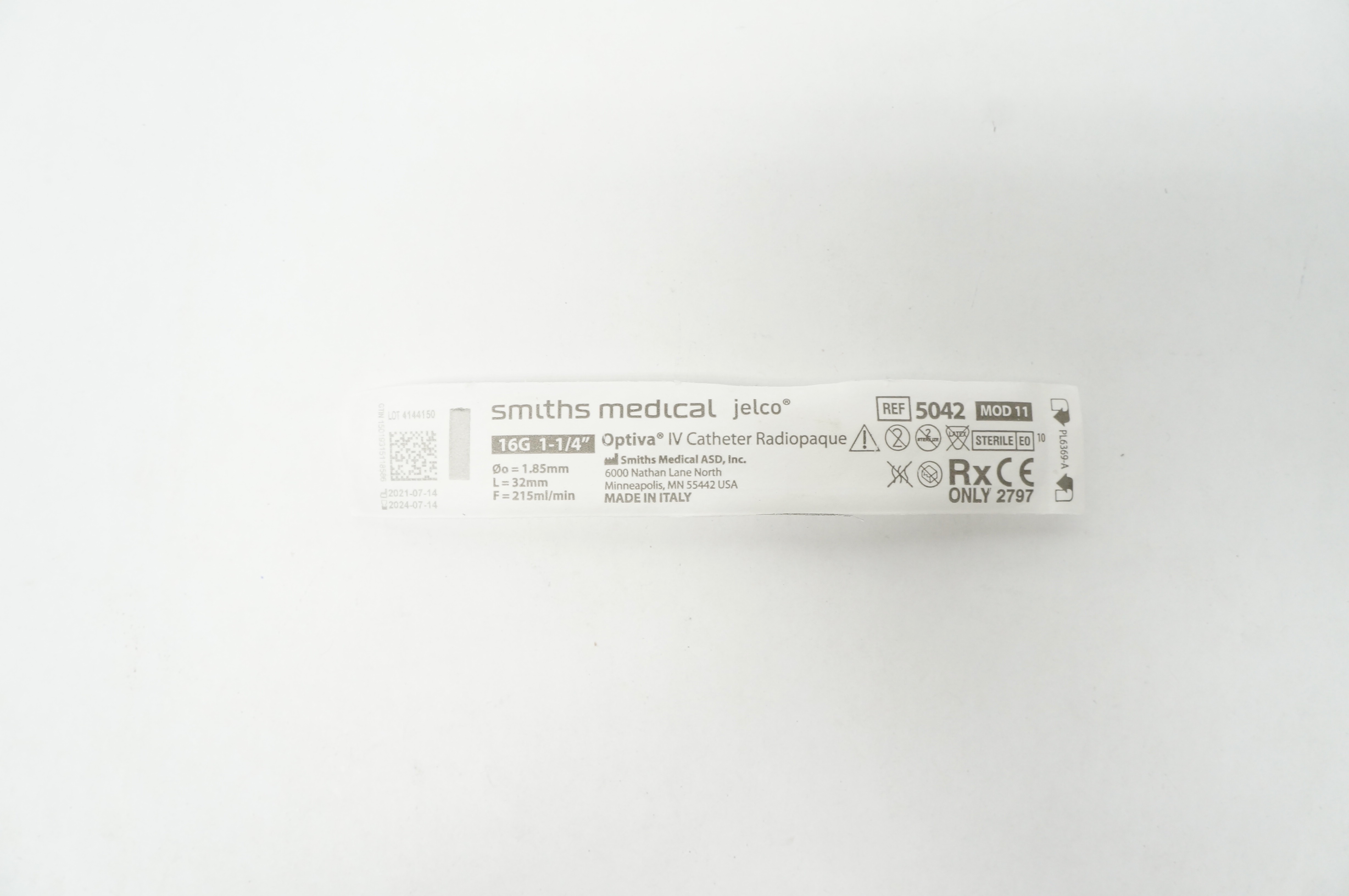 Smiths Medical 5042 Jelco Optiva IV Cath. Radiopaque 16G x 1-1/4inch