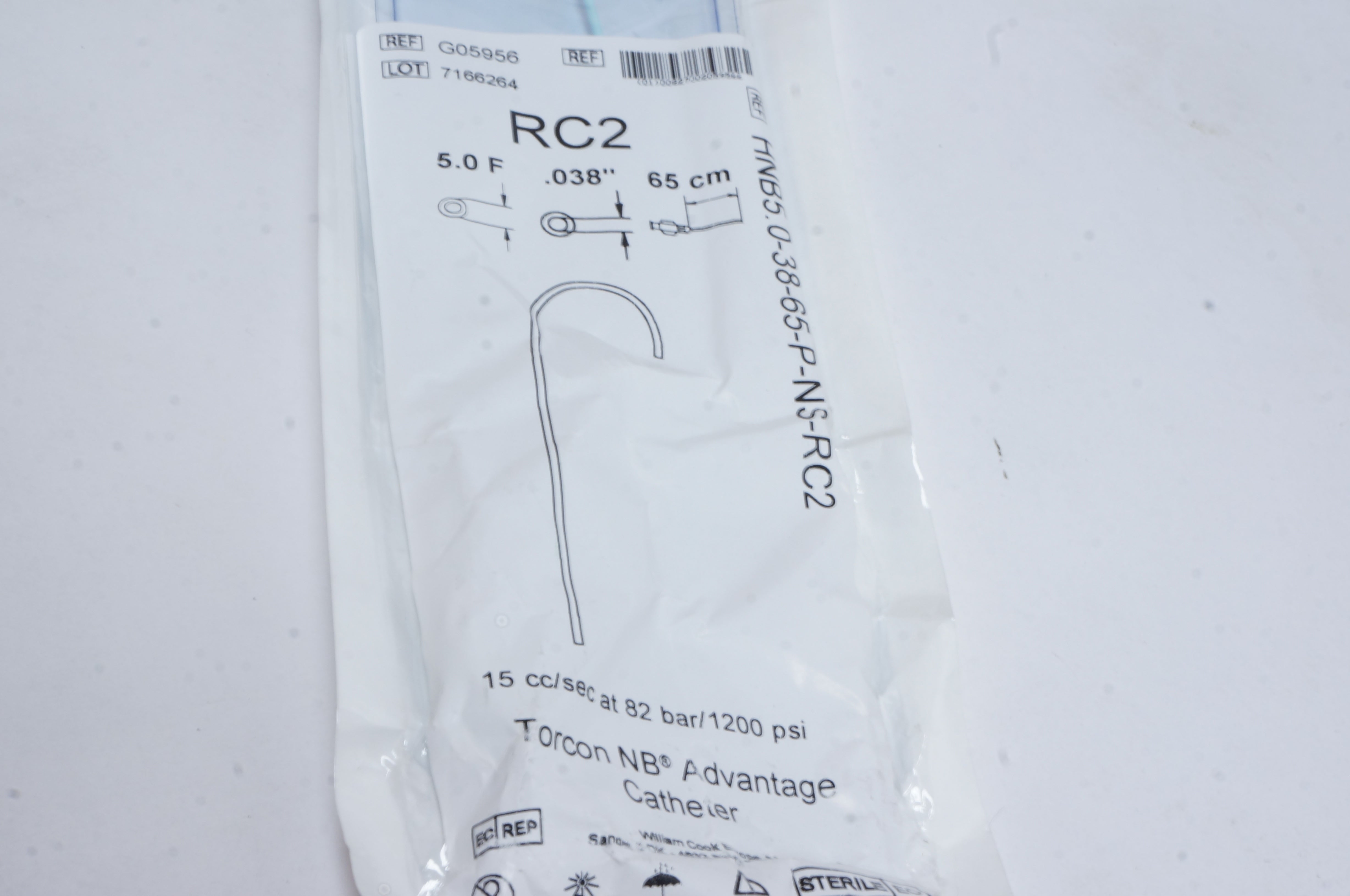 Cook Medical G05956 RC2 Torcon NB Advantage Cath. 5F x 0.038inch x 65cm (x)