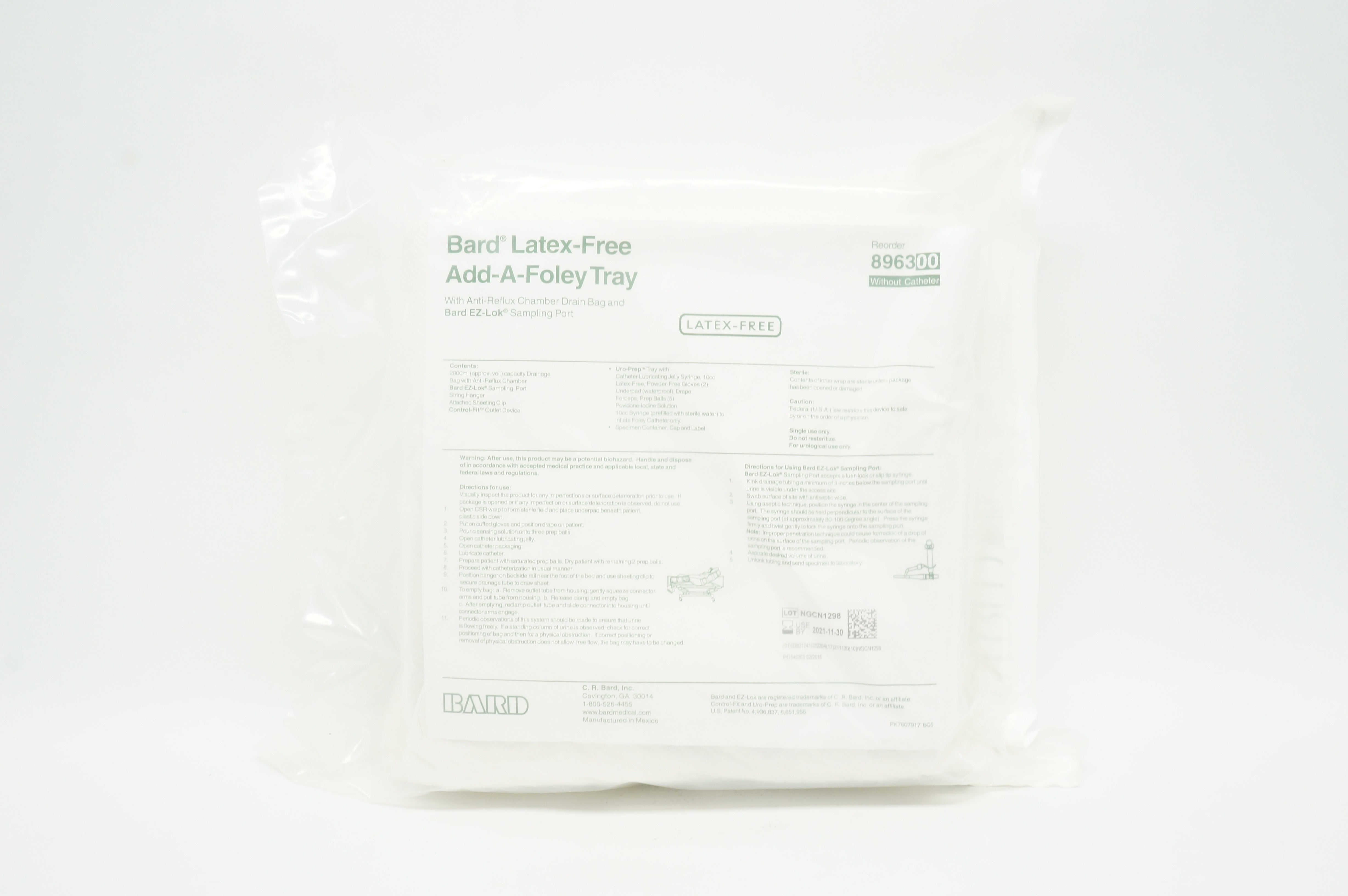 Bard 896300 Latex- Free Add-A-Foley Tray