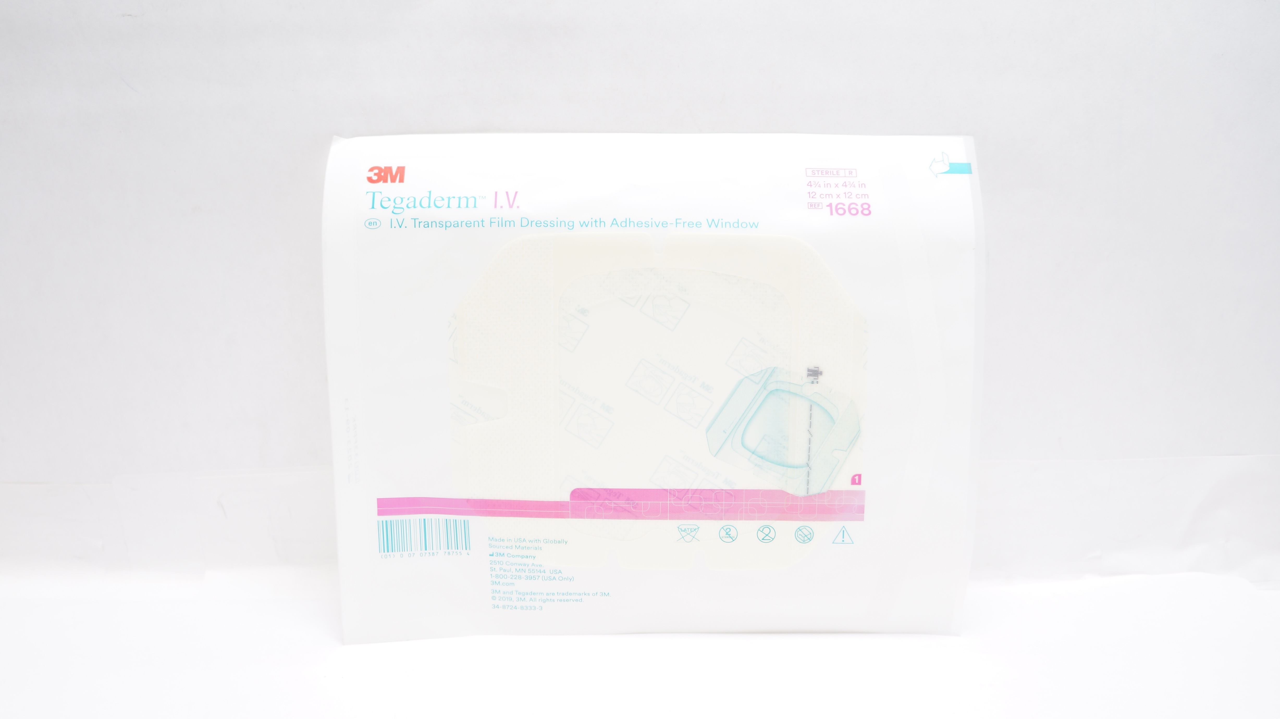 3M 1668 Tegaderm IV Transparent Film Dressing 4-3/4inch x 4-3/4inch (x)