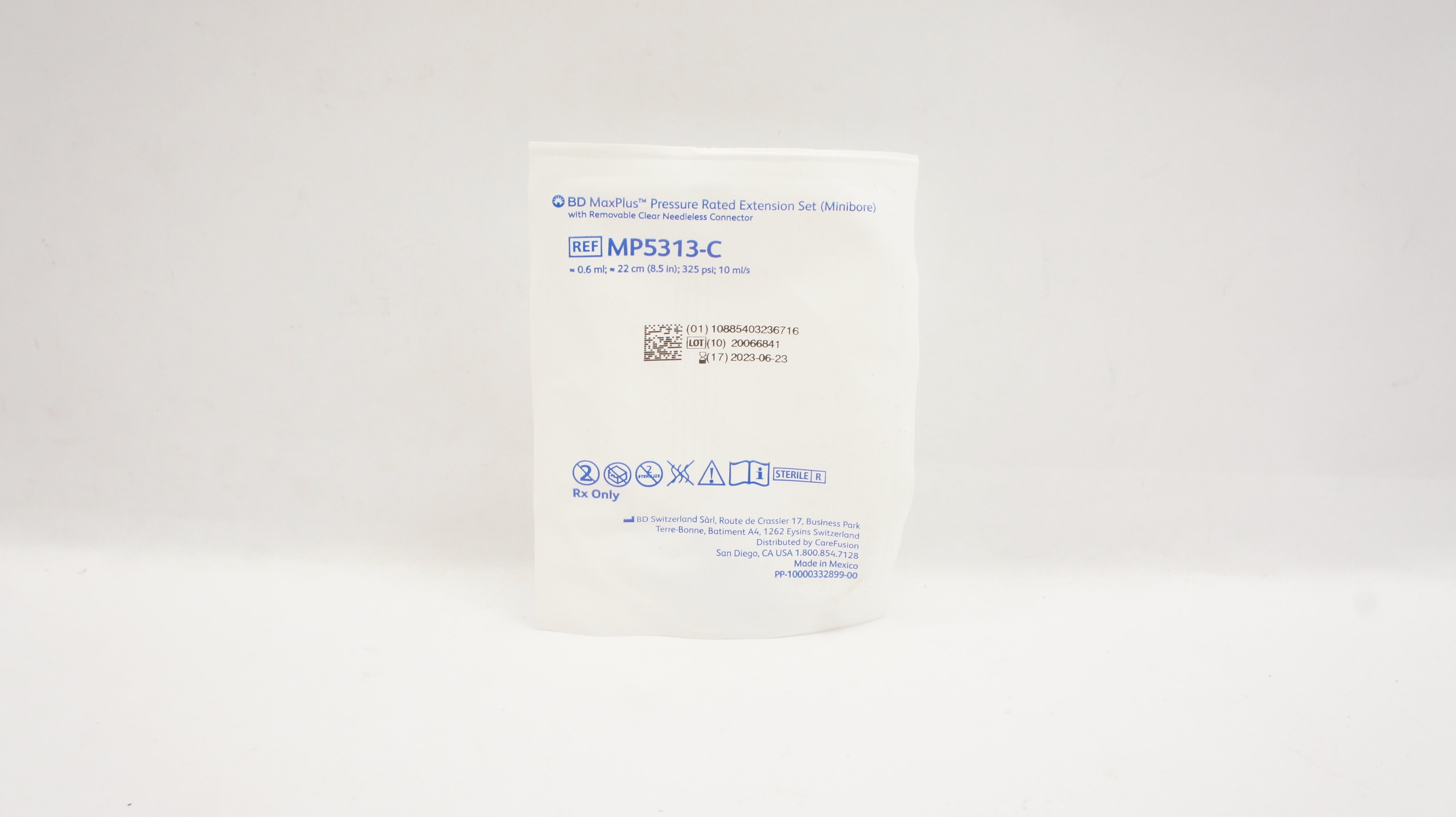 BD MP5313-C MaxPlus Pressure Rated Extension Set  0.6ml x 8.5inch (x)