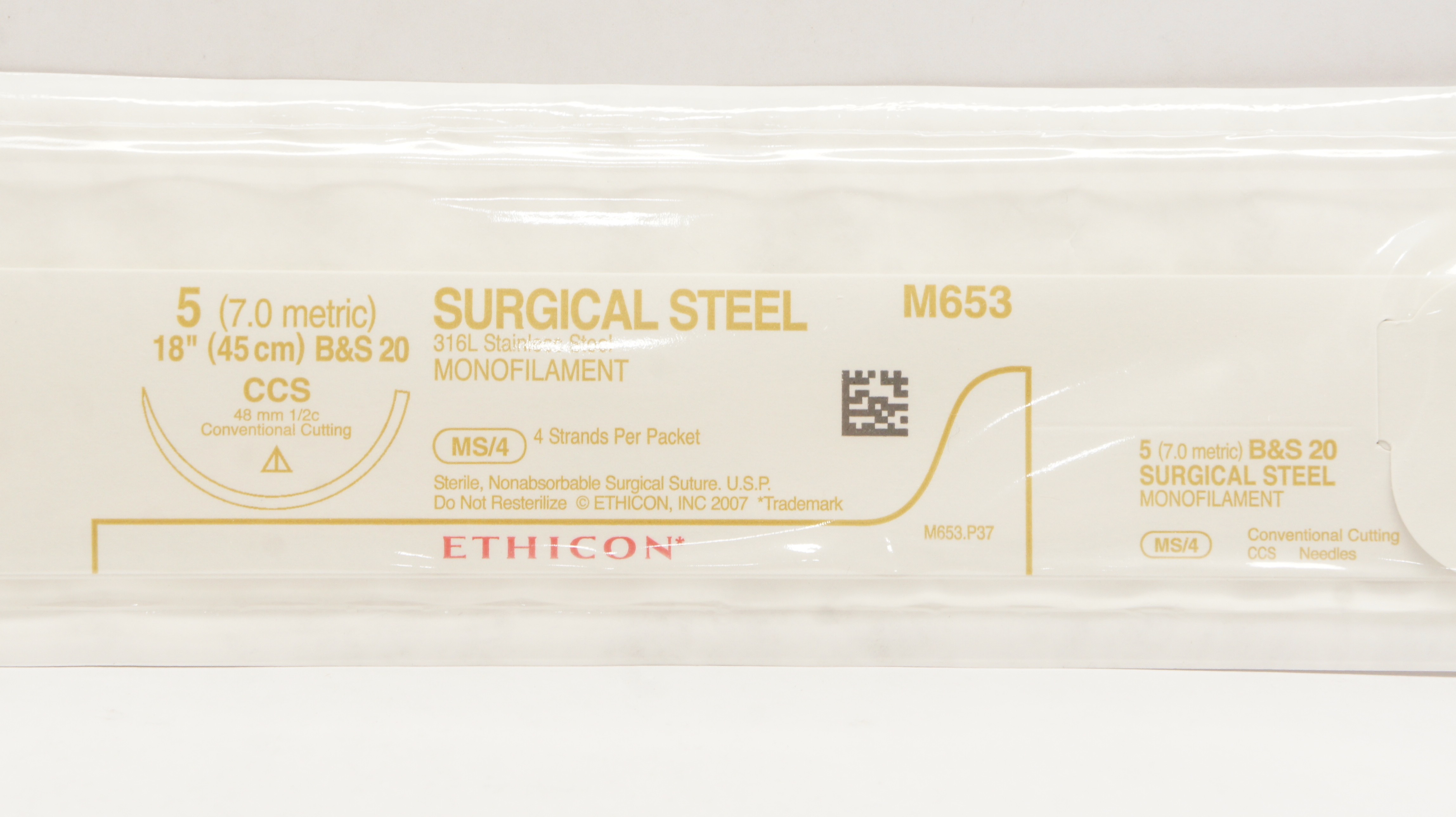 Ethicon M653 5 Monofilament Non-absorbable CCS 48mm 1/2c 4 x 18inch (x)