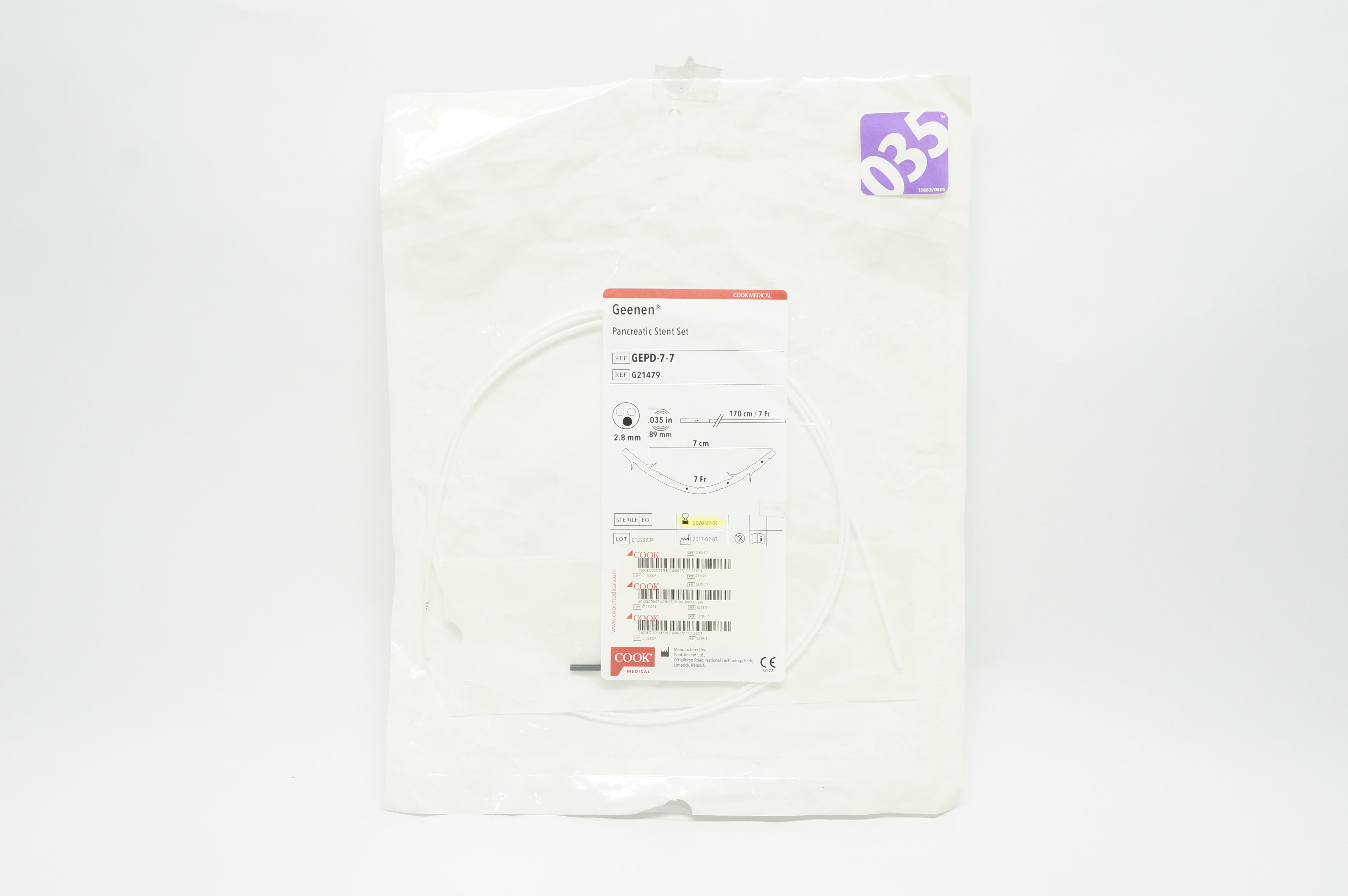 Cook Medical G21479 Geenen Pancreatic Stnt Set 2.8mm, 7Fr. x 7cm (x)