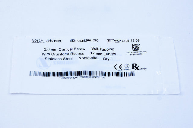 Zimmer 4820-12-03 2.0 Cortical Screw, Self-Tapping, 12mm Length