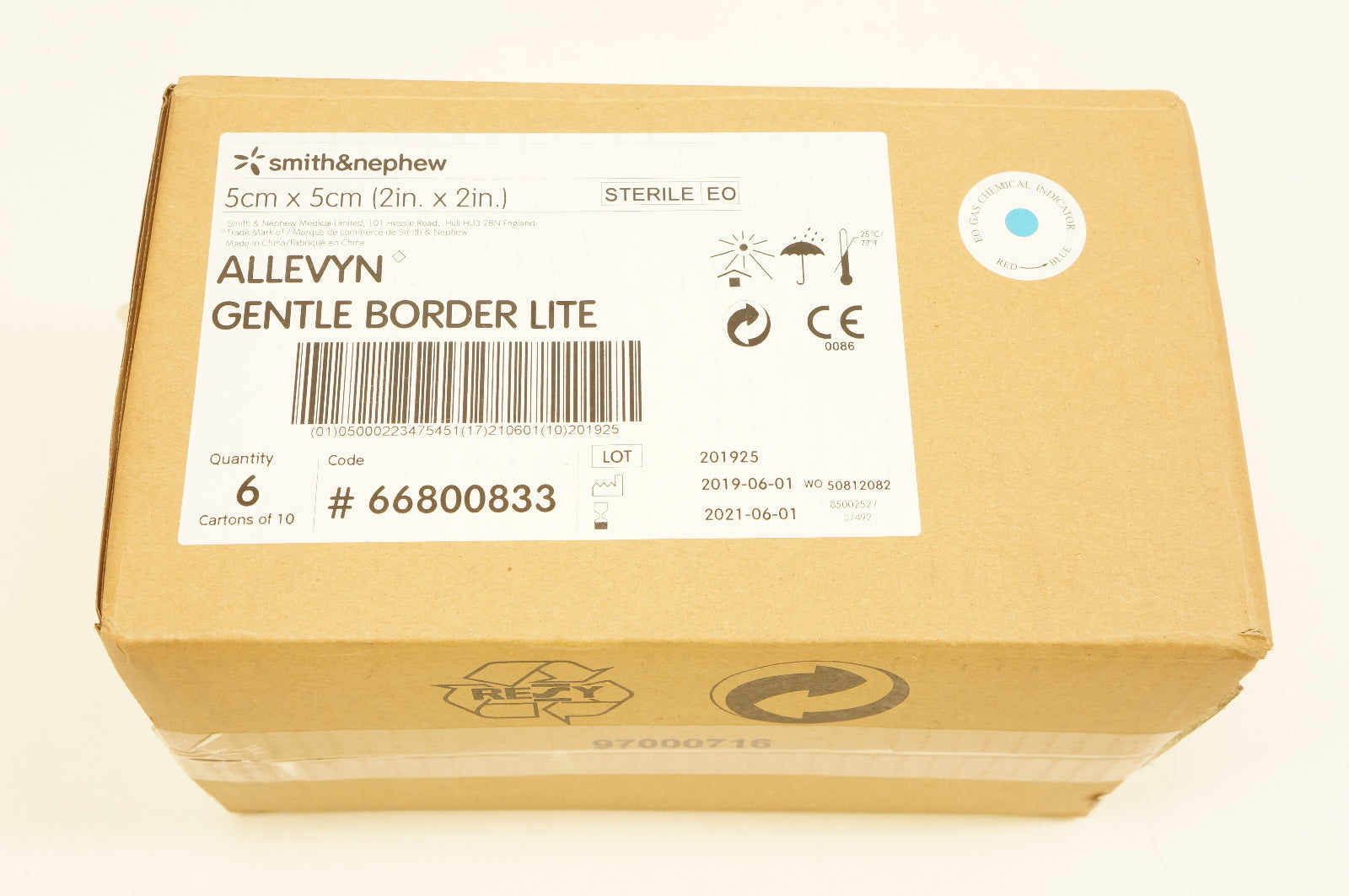 Smith&Nephew 66800833 Allevyn Gentle Border Lite 2inch x 2inch - Box of 60