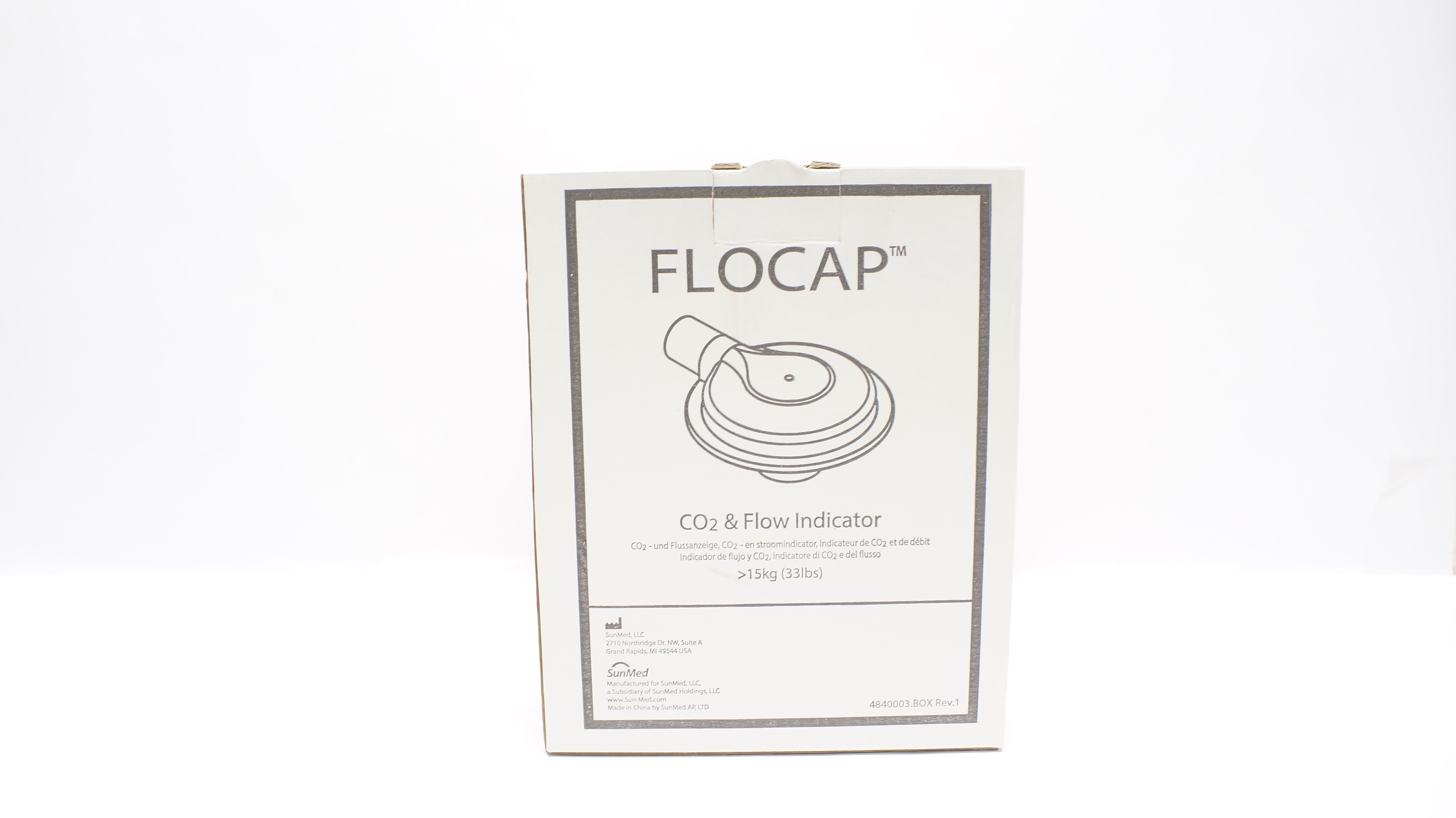 SunMed R500P21-001/CERFLOCAP Flocap CO2 & Flow Indicator >33lbs. - Box of 6