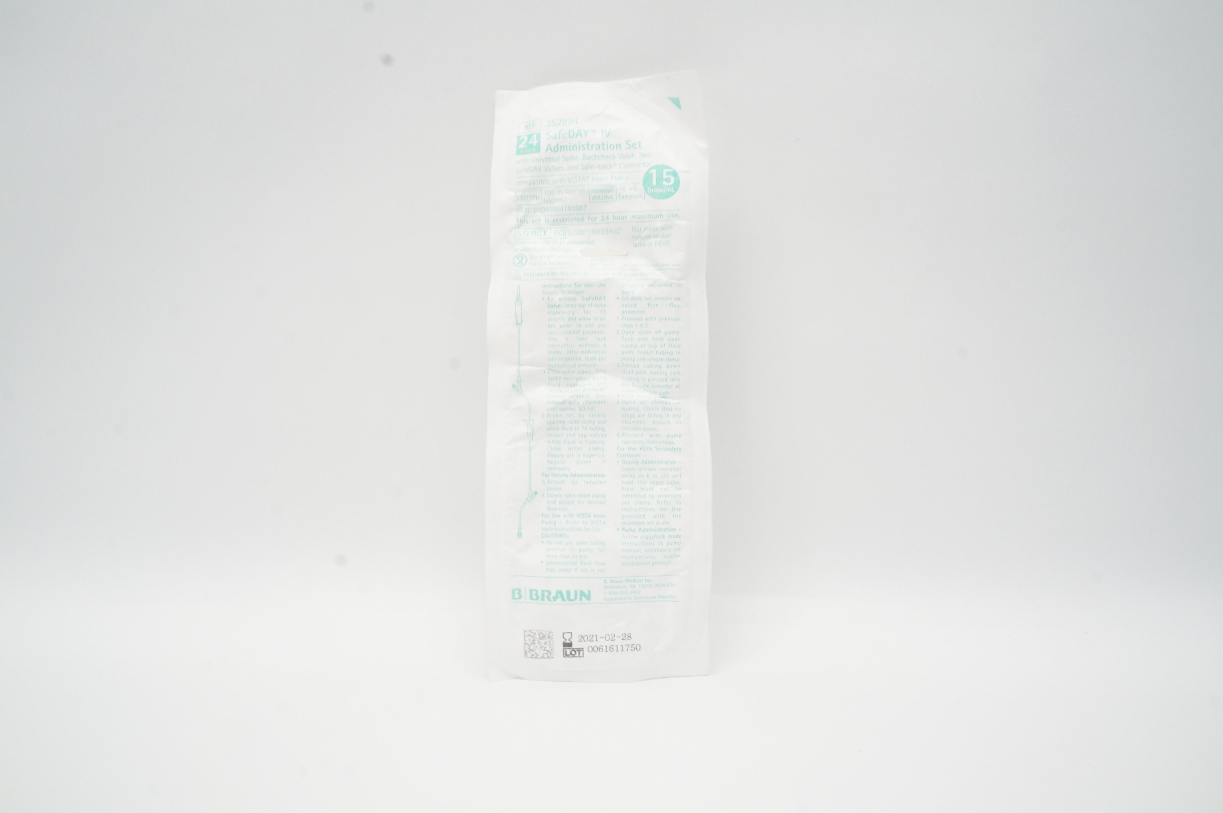 Braun 352894 SafeDay IV Administration Set 105 inch,18mL,15mL (approx.) (x)