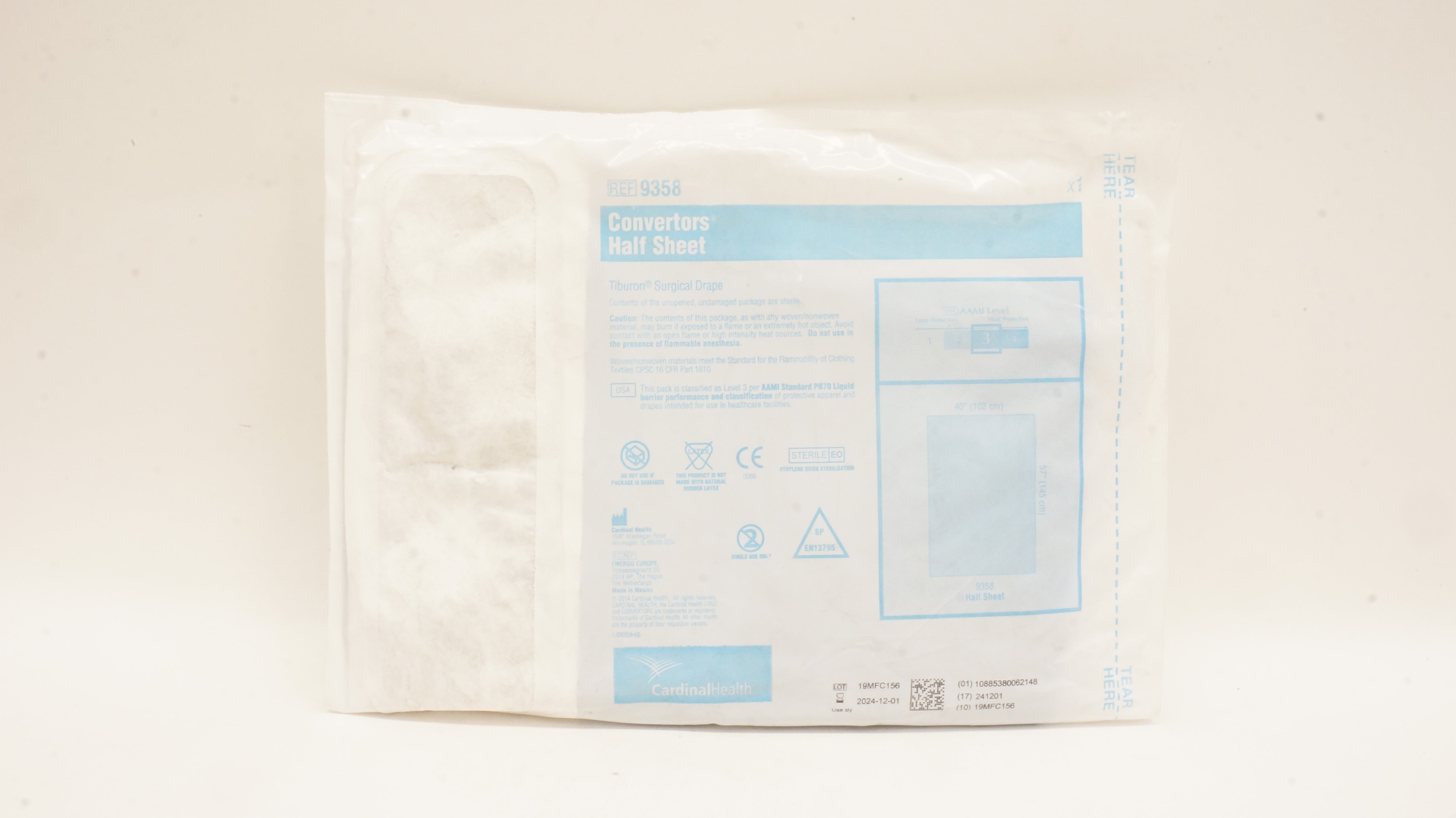 Cardinal Health 9358 Convertors Half Sheet Tiburon Surgical Drape 40 x 57in. (x)
