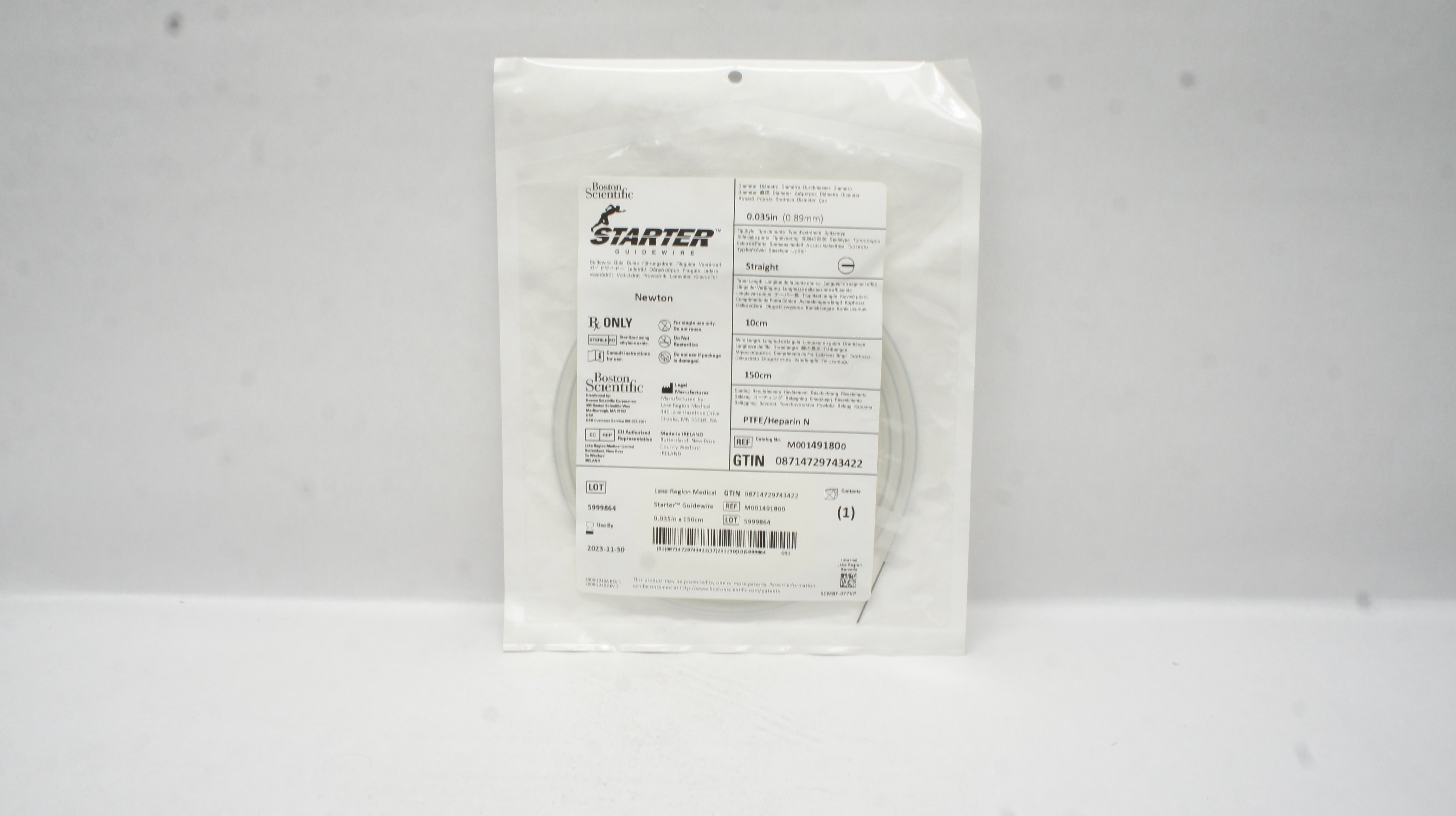 Boston Scientific M001491800 Starter Guidewire Newton 0.035inch x 150 x 10cm (x)