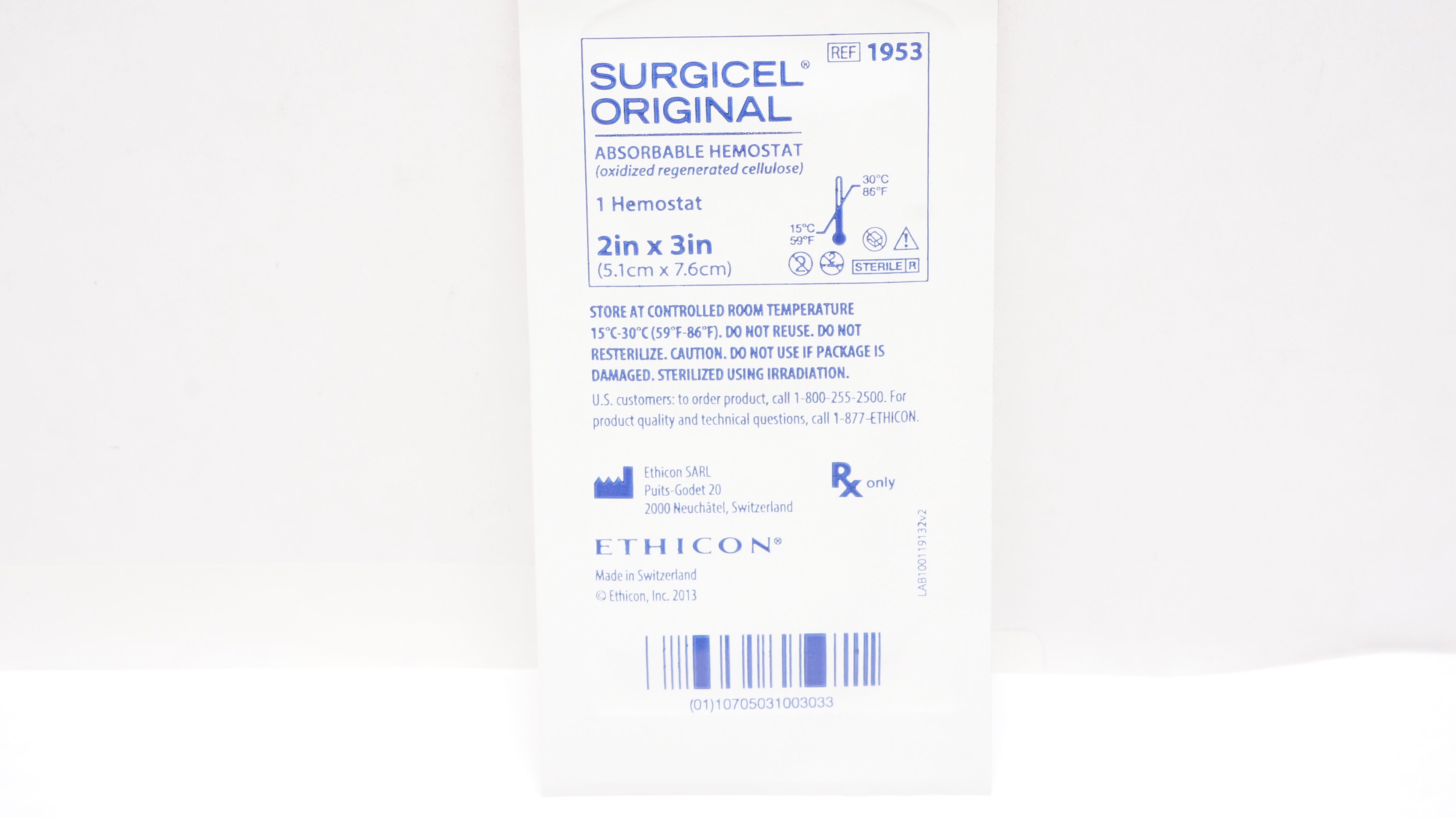 Ethicon 1953 Surgicel Original Absorbable Hemostat 2inch x 3inch (x)