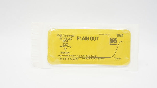 Ethicon 1824 4-0 Plain Gut Absorbable Stre SC-1 13mm Reverse Cutting, 18inch (x)
