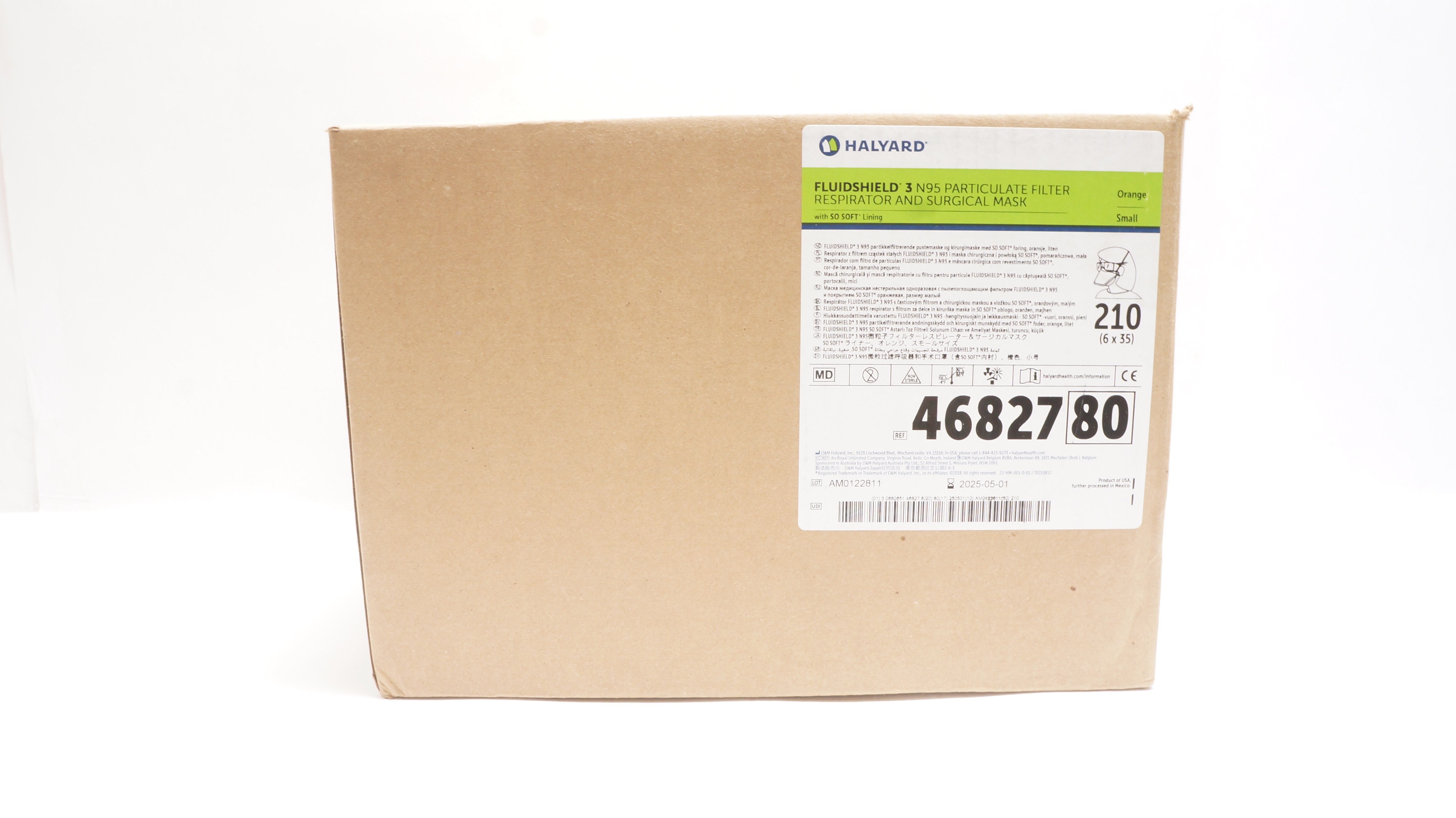 Halyard 46827 N95 Particulate Filter Respirator, Small - Case of 210