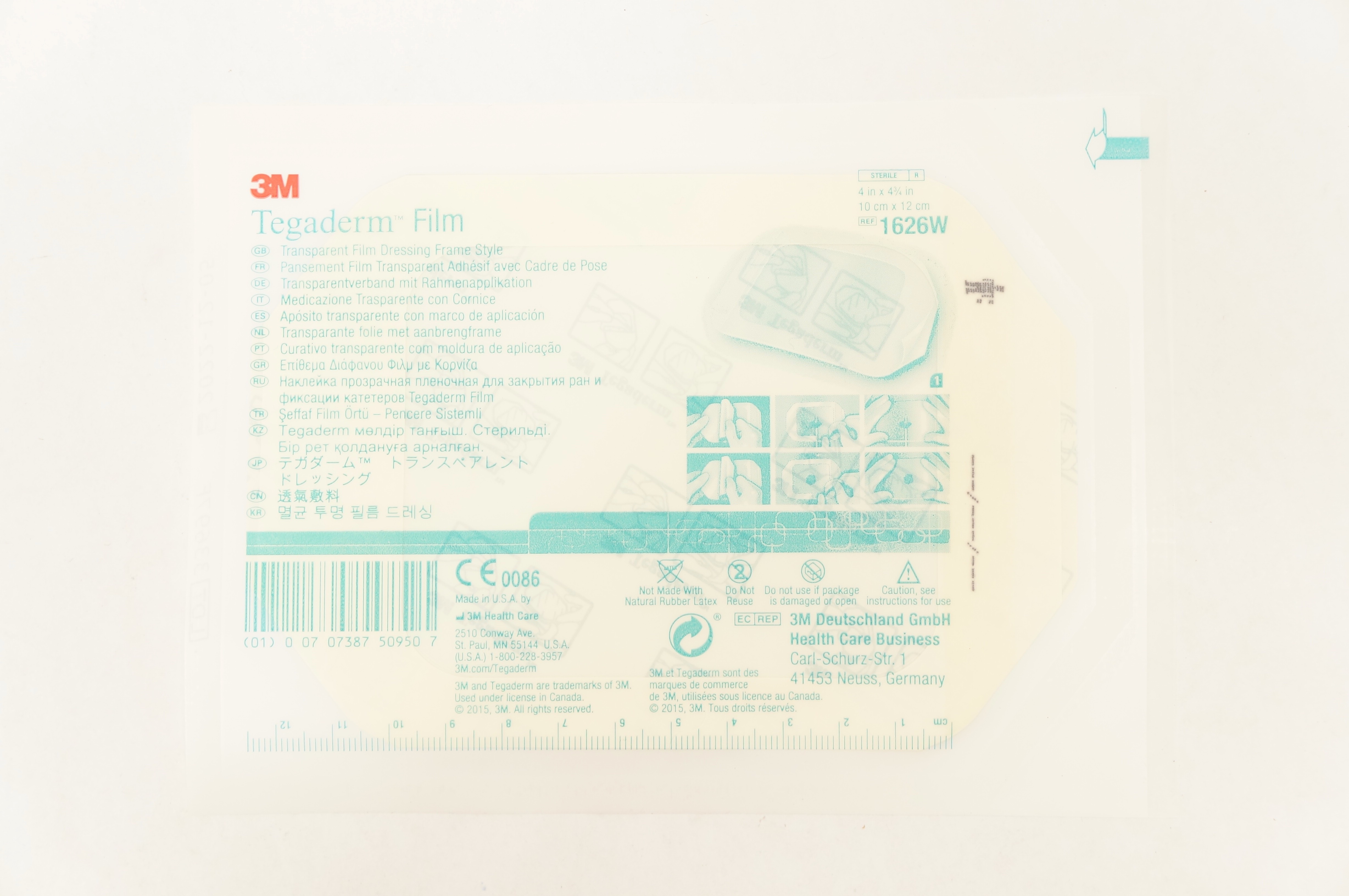 3M 1626W Tegaderm Transparent Film Dressing Frame Style 4inch x 4-3/4inch