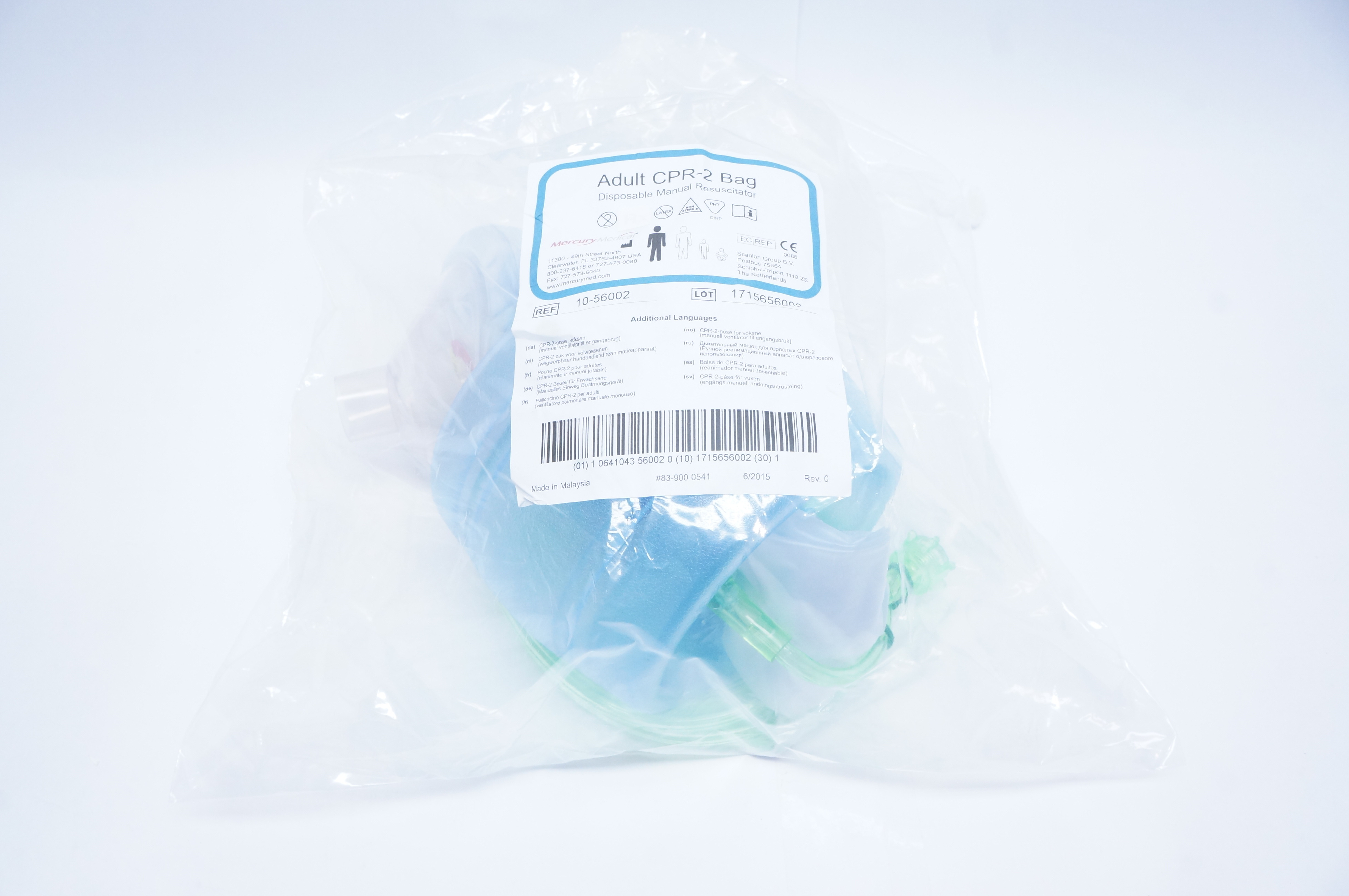 Mercury Medical 10-56002 Adult CPR-2 Bag Manual Resuscitator (x)