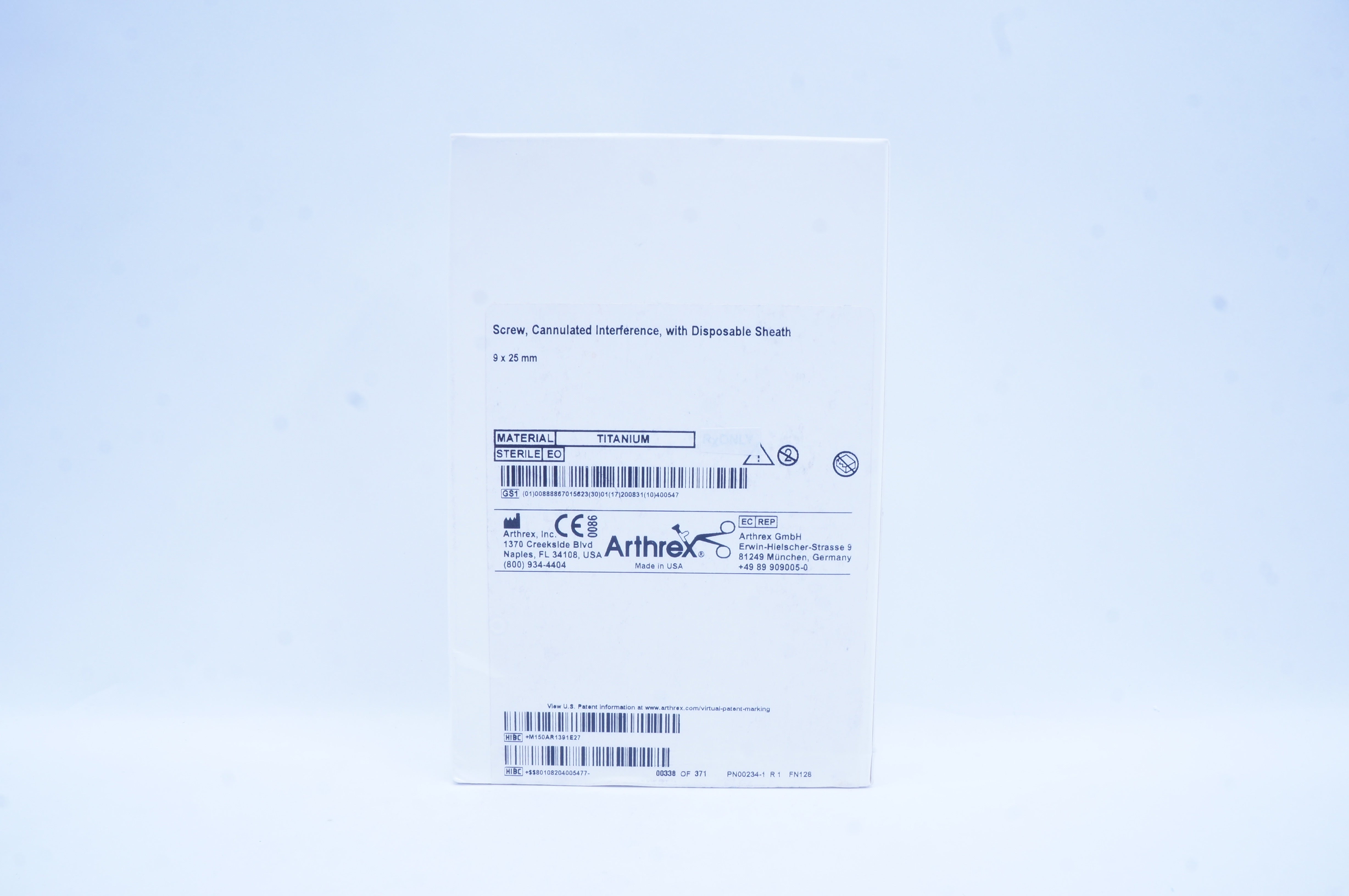 Arthrex AR-1391E Screw Cannulated Interference With Disposable Sheath 9x25mm (x)