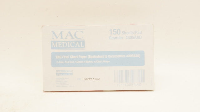 MAC Medical 4305AA0 EKG Fetal Chart Paper Z-Fold Red Grid 152x90mm - Box of 150