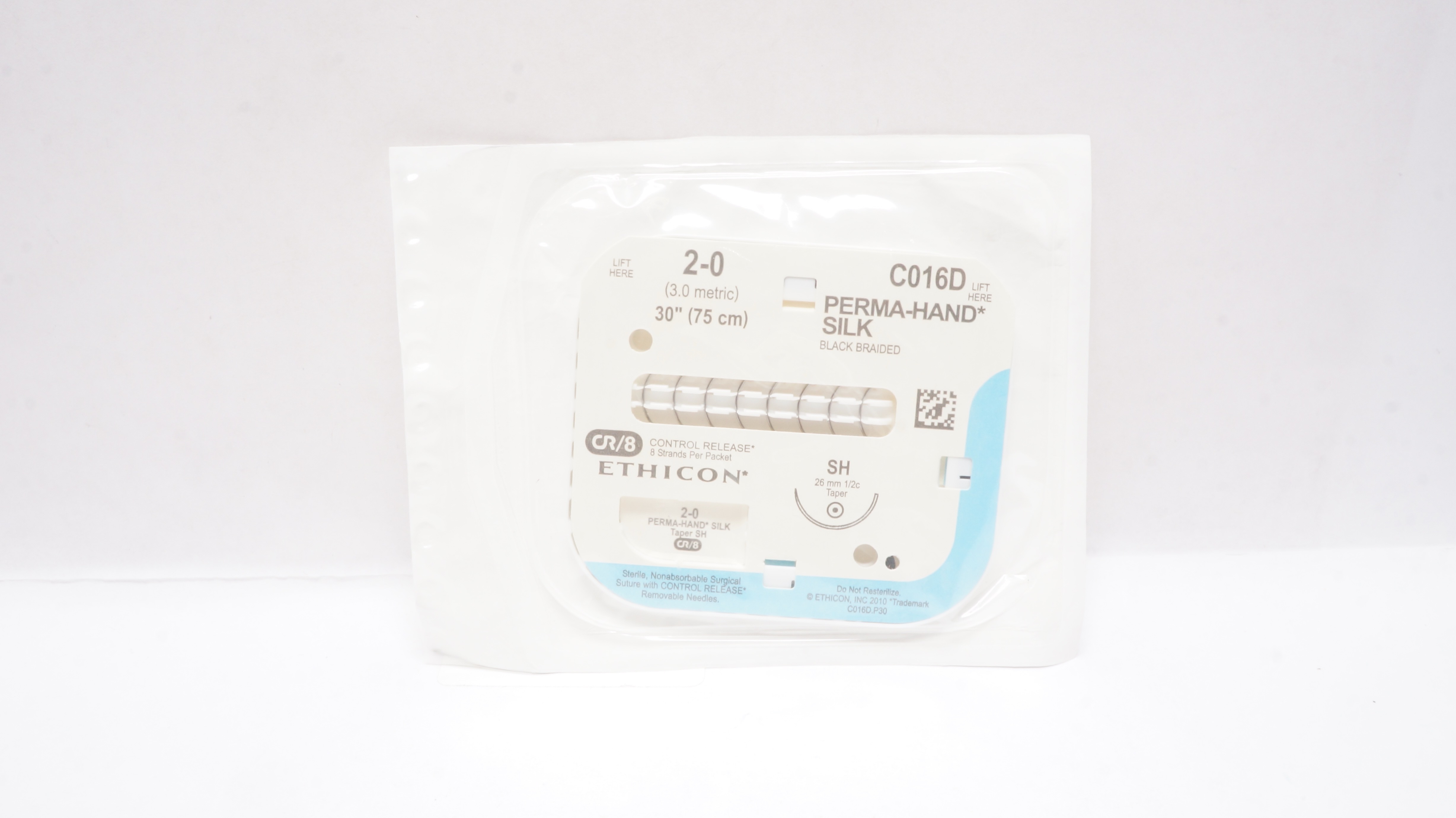 Ethicon C016D 2-0 Perma-Hand Silk SH 26mm 1/2c Taper 30inch